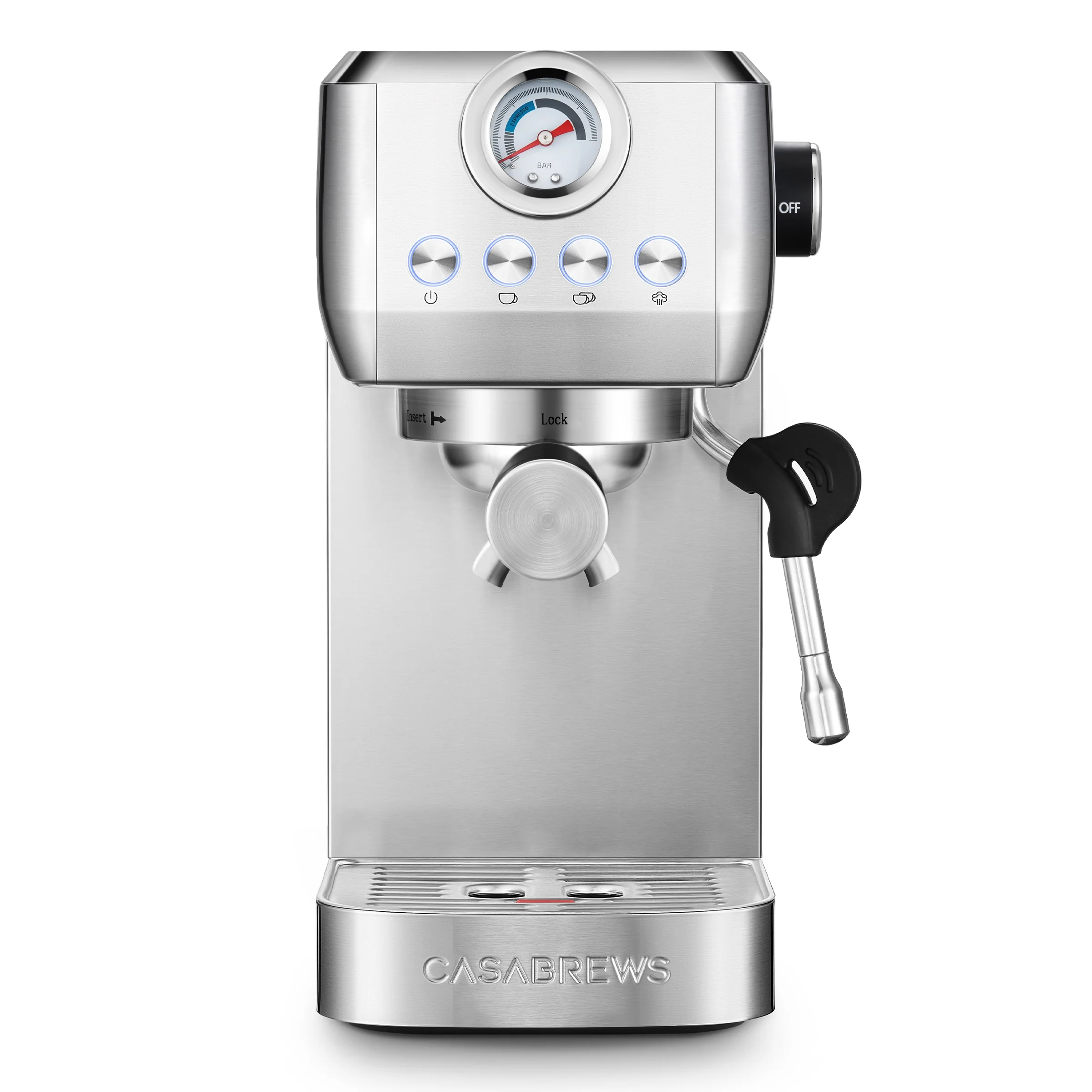 CASABREWS 3700gense, 20 Bar Espresso Machine and Coffee Maker with Milk Frother, Silver