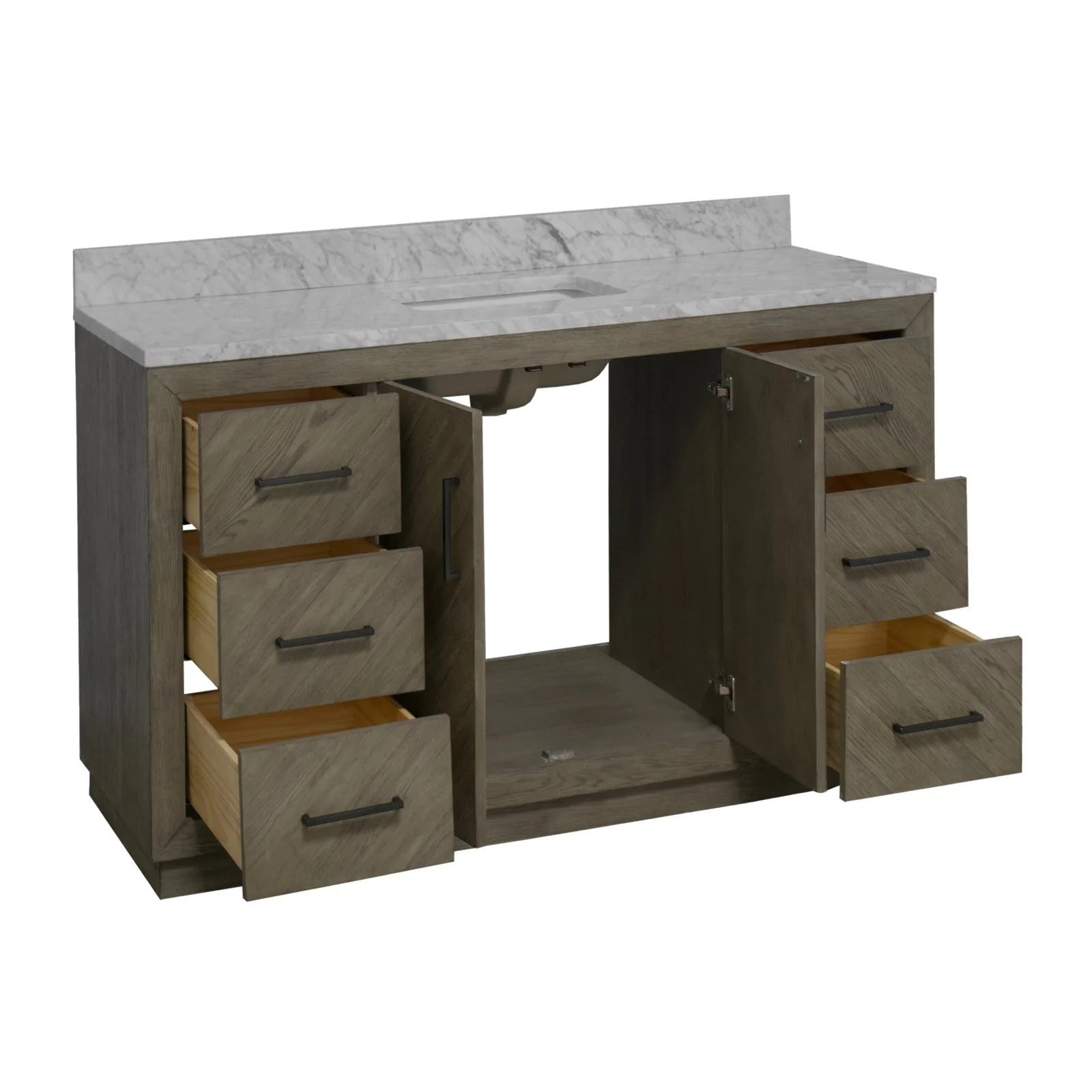 Peyton 60" Single Bathroom Vanity with Gray Oak Cabinet and Carrara Marble Top(Gray Oak)