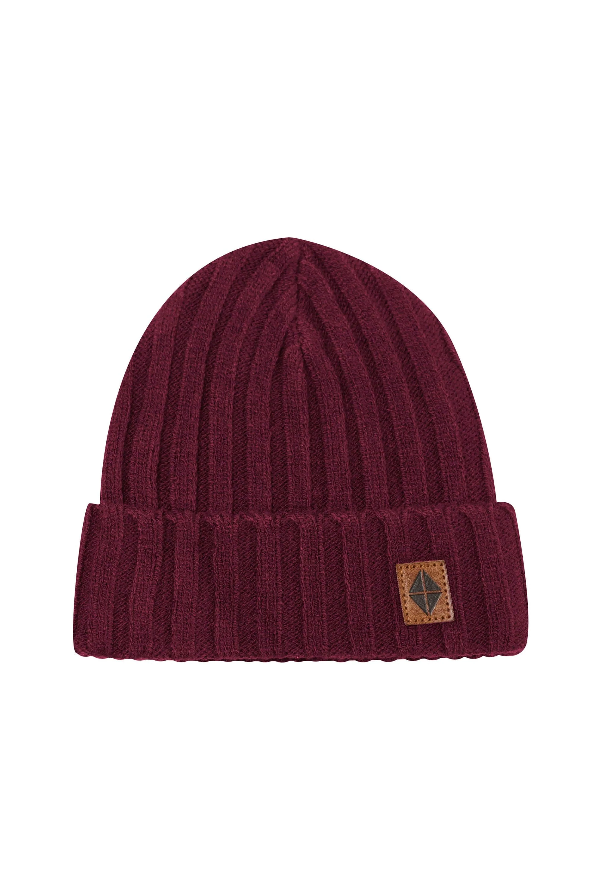 Chunky Knit Ribbed Beanie in Burgundy