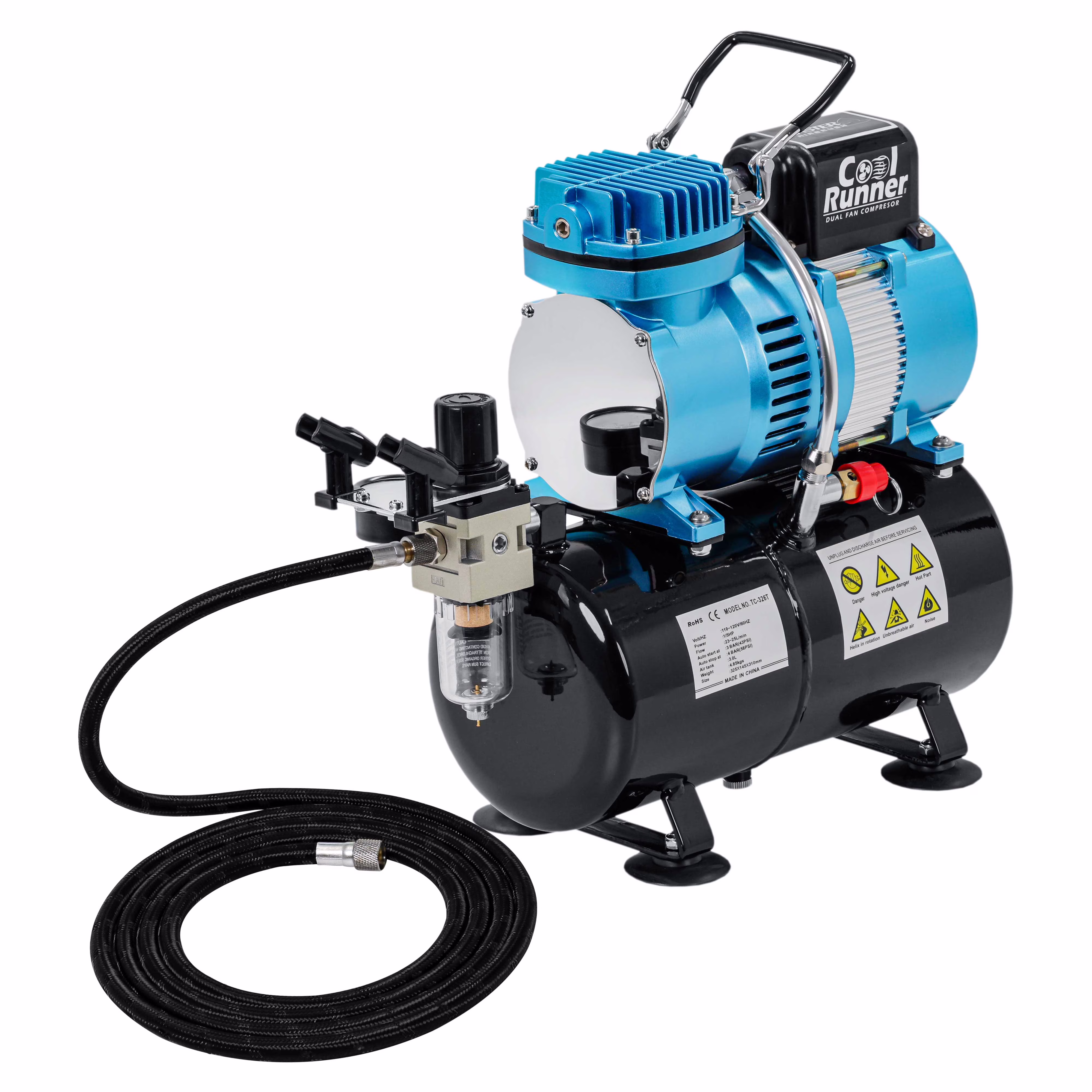 1/5 HP Cool Runner II Dual Fan Tank Air Compressor Kit Model TC-326T Professional Single-Piston