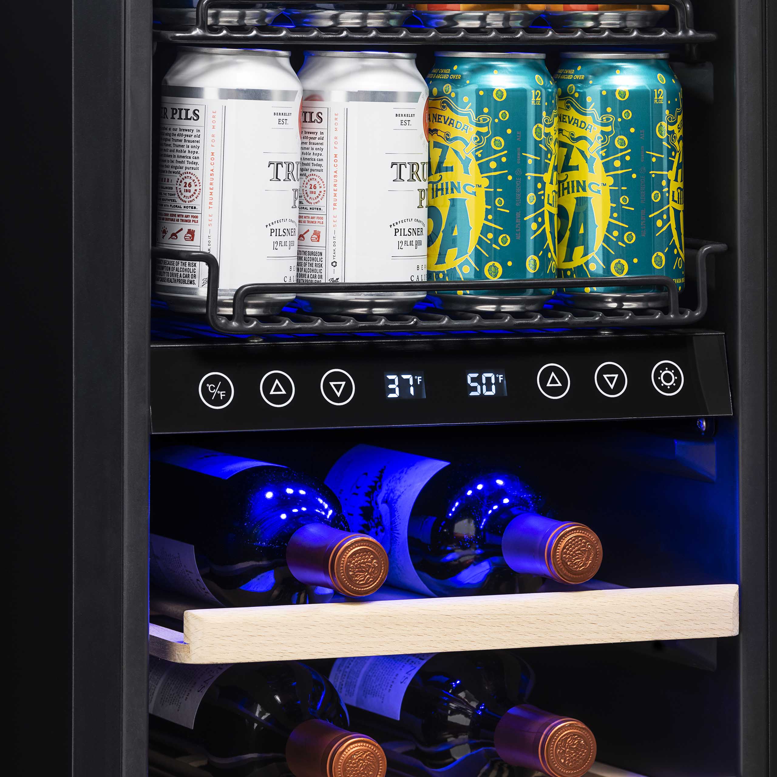 Newair 48-Can, 9-Bottle Built-in Dual Zone Beverage Fridge - 15