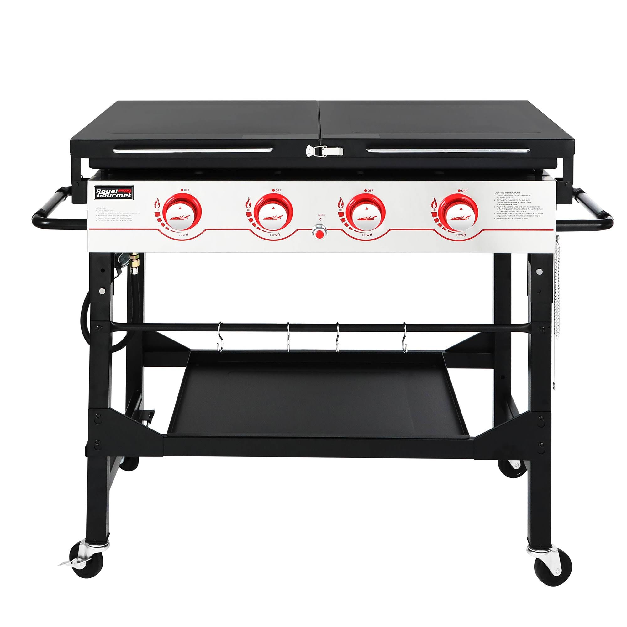 Royal Gourmet GB4002 4-Burner Griddle Flat Top GAS Grill, 36-Inch Propane Outdoor BBQ, Black