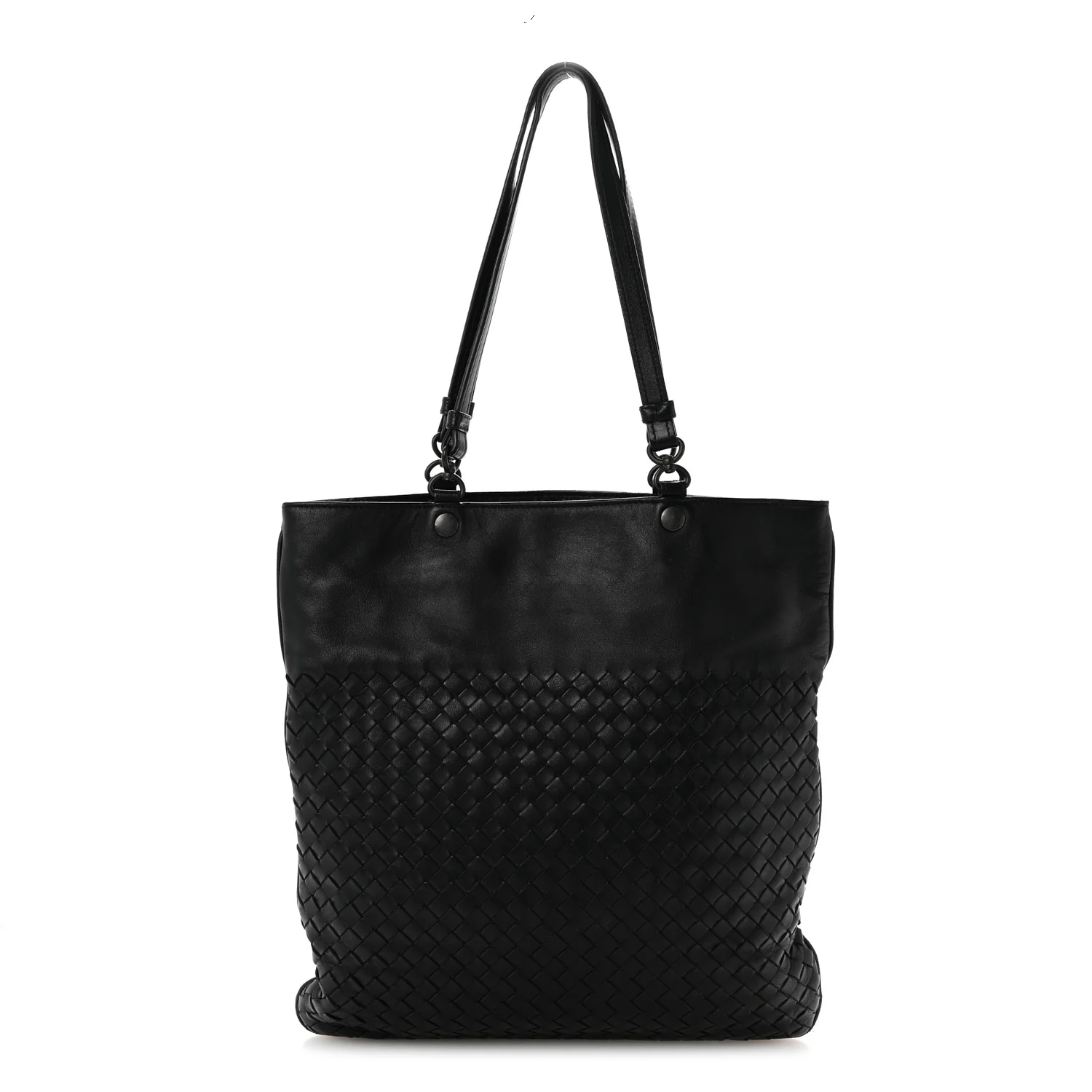 Nappa Intrecciato Flat Shoulder Bag Black