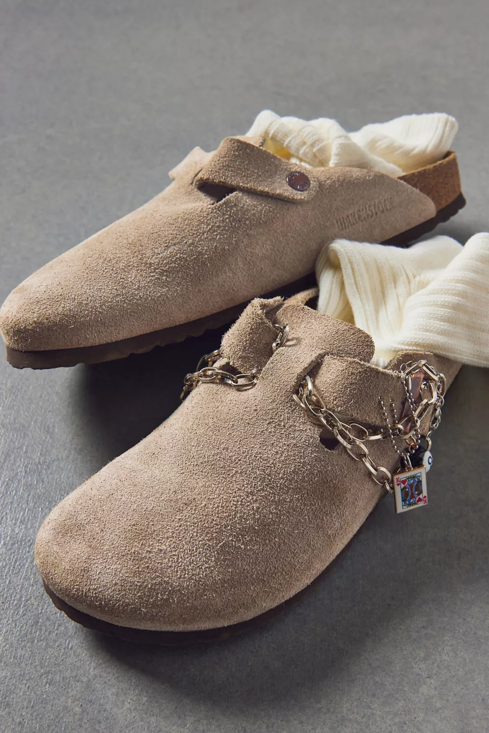 Birkenstock Women's Boston Soft Footbed Suede Clogs - Taupe