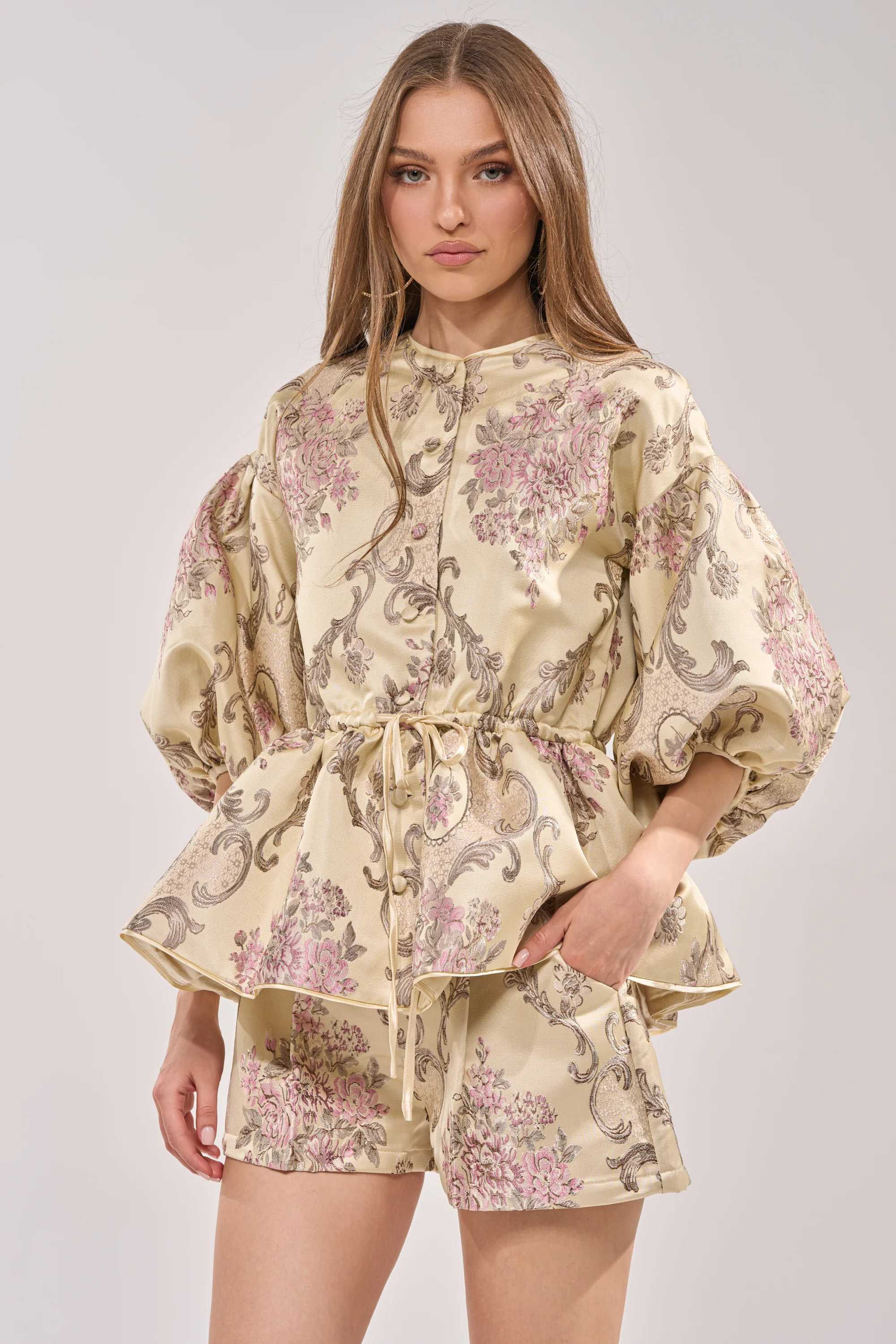 PORCELAIN DOLL BROCADE TOP - Akira Store
