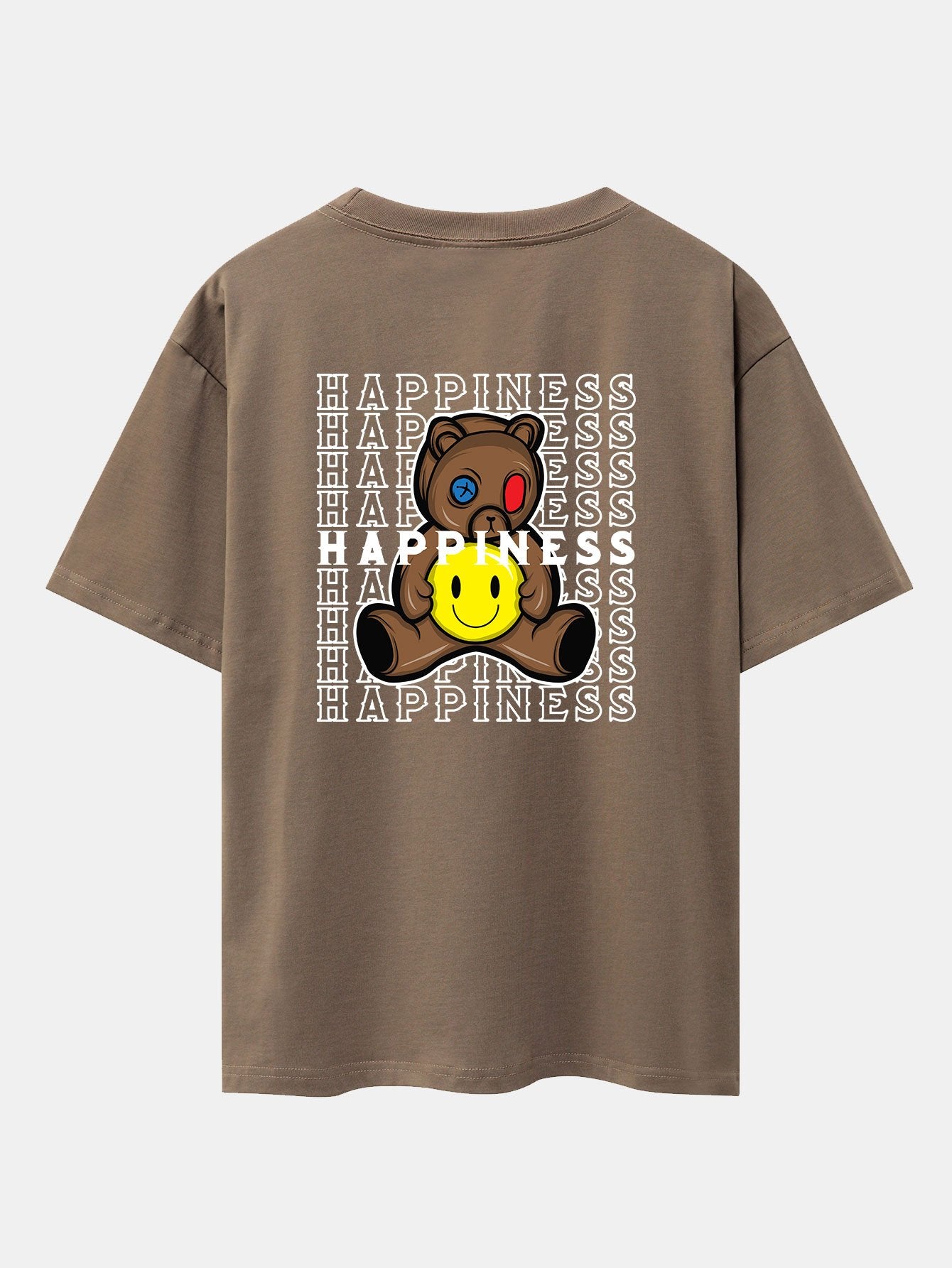 T-shirt oversize épais imprimé ours souriant au dos