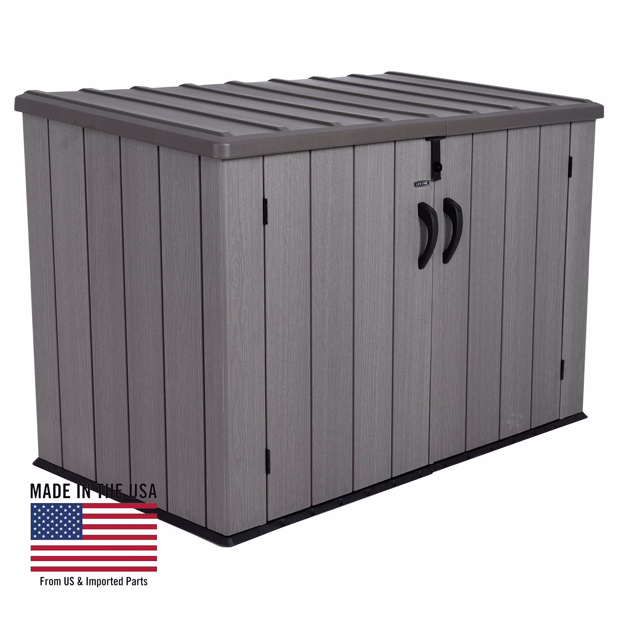 Lockable DIY Polyethylene Horizontal Storage Shed, 75 cubic ft., Light Brown (60341)