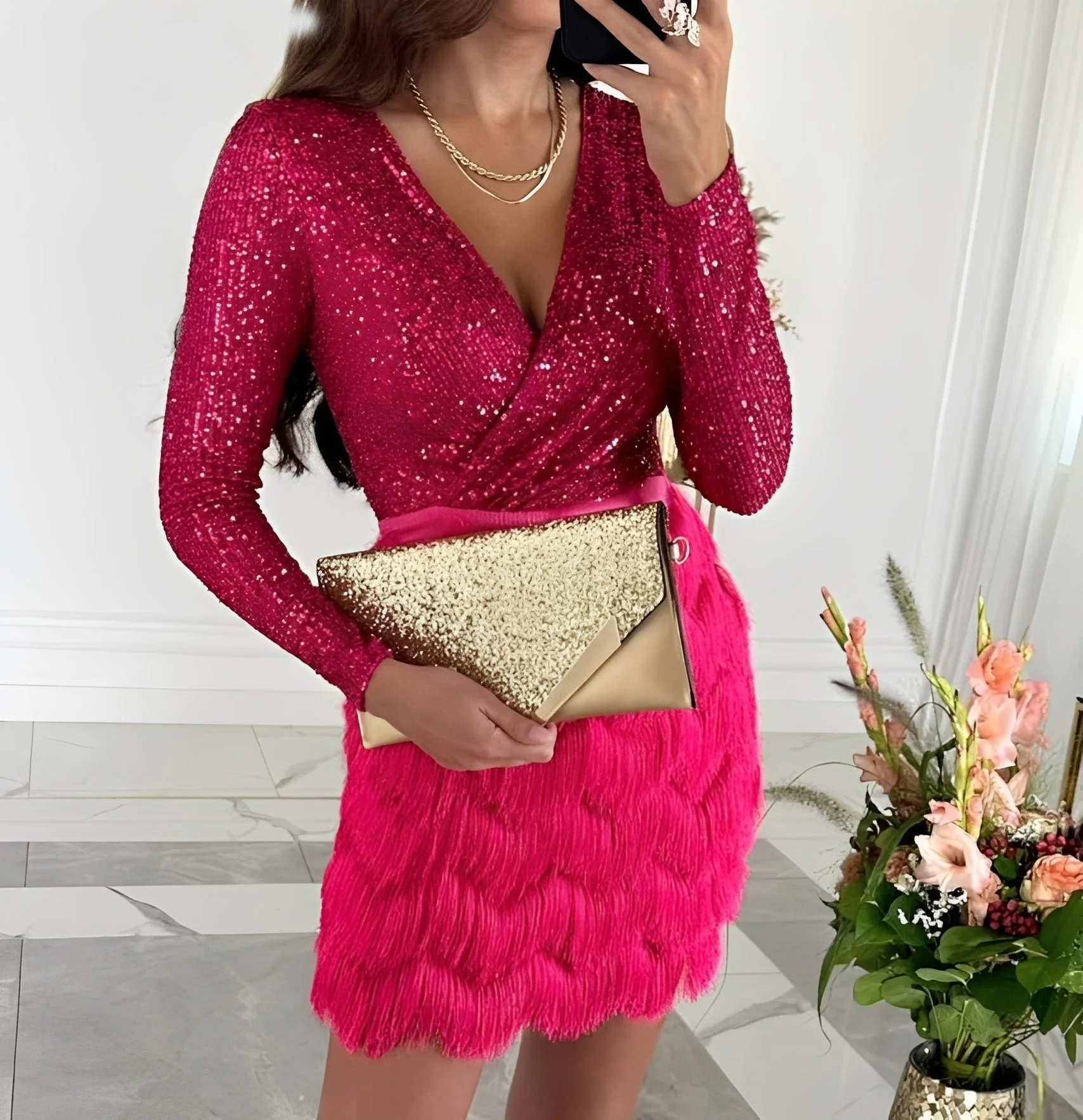 Isabelle - Mini robe à paillettes élégante