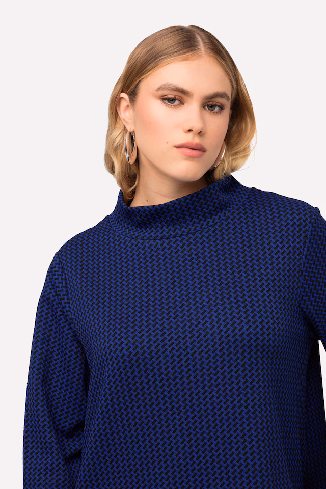 Textured Long Sleeve Turtleneck Sweatshirt Midi Dress