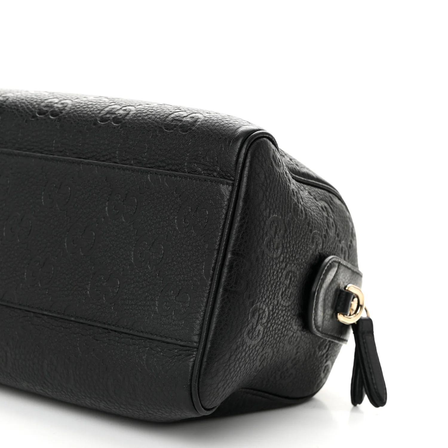 Calfskin GG Emblem Small Top Handle Bag Black