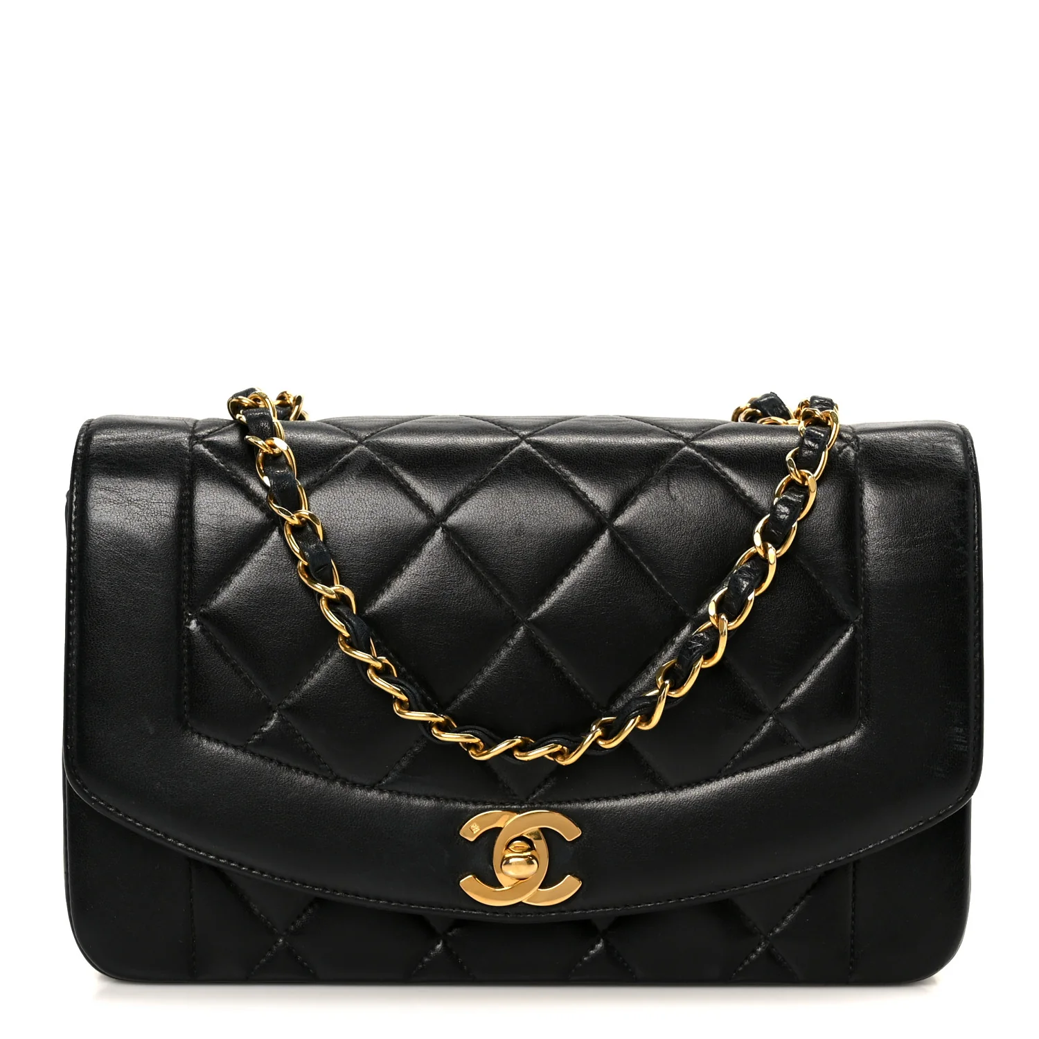 Lambskin Quilted Small Single Flap Black