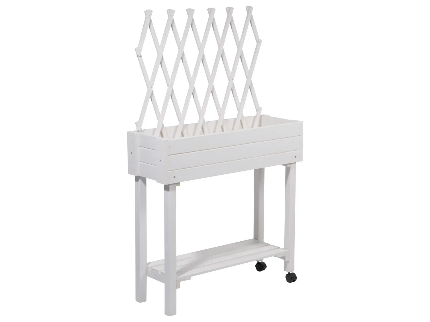 dobar Jardinire surleve  roulettes avec treillis, L 79 x l 28,5 x H130 cm