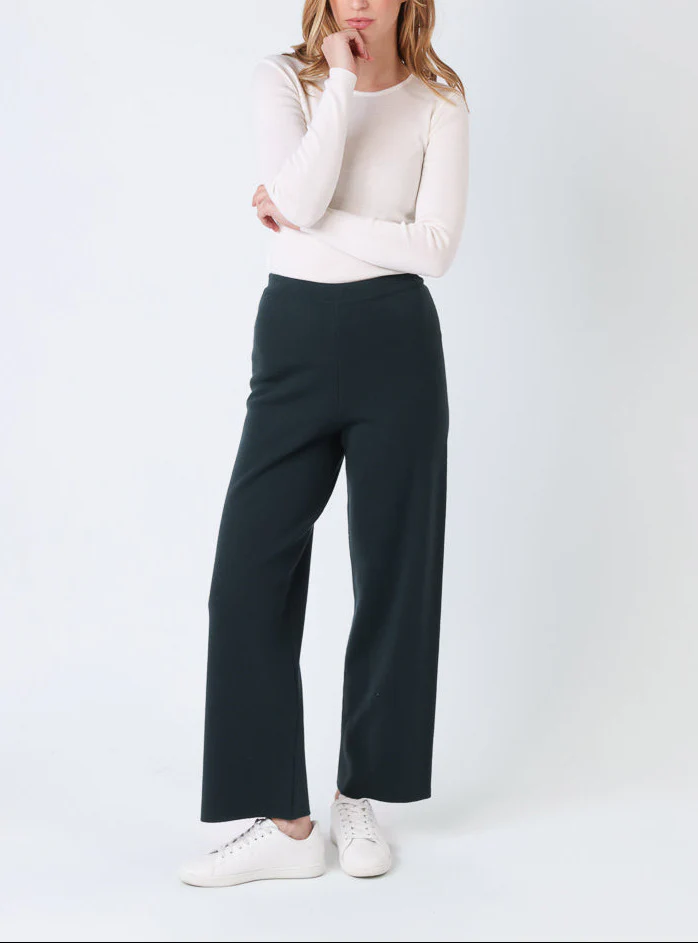 Pantalon femme en laine mérinos vert