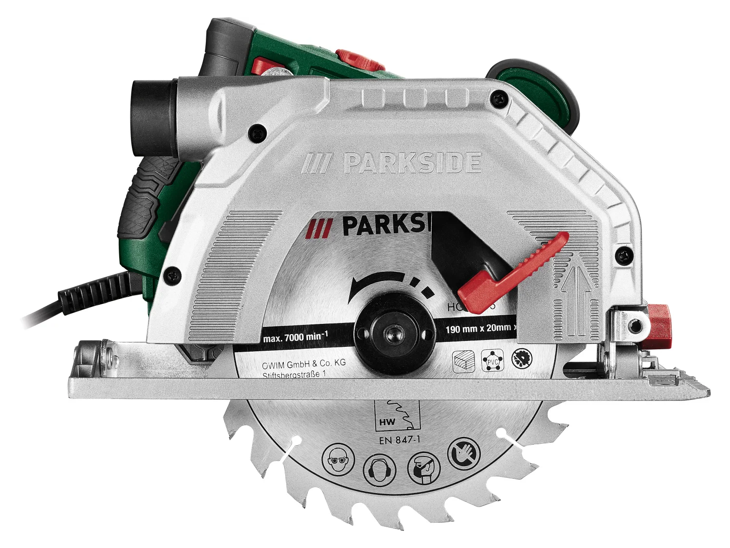 PARKSIDE Scie circulaire PHKS 1350 E4, 190 mm, 1350 W