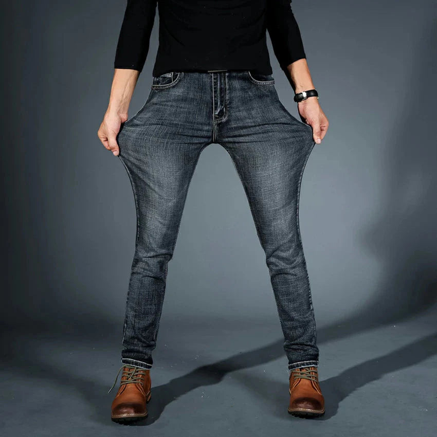 Jeans fuselés extensibles 4 directions de qualité supérieure pour hommes