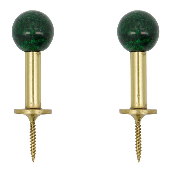 Ball knagg 5x2 cm 2 stk messing/grønn
