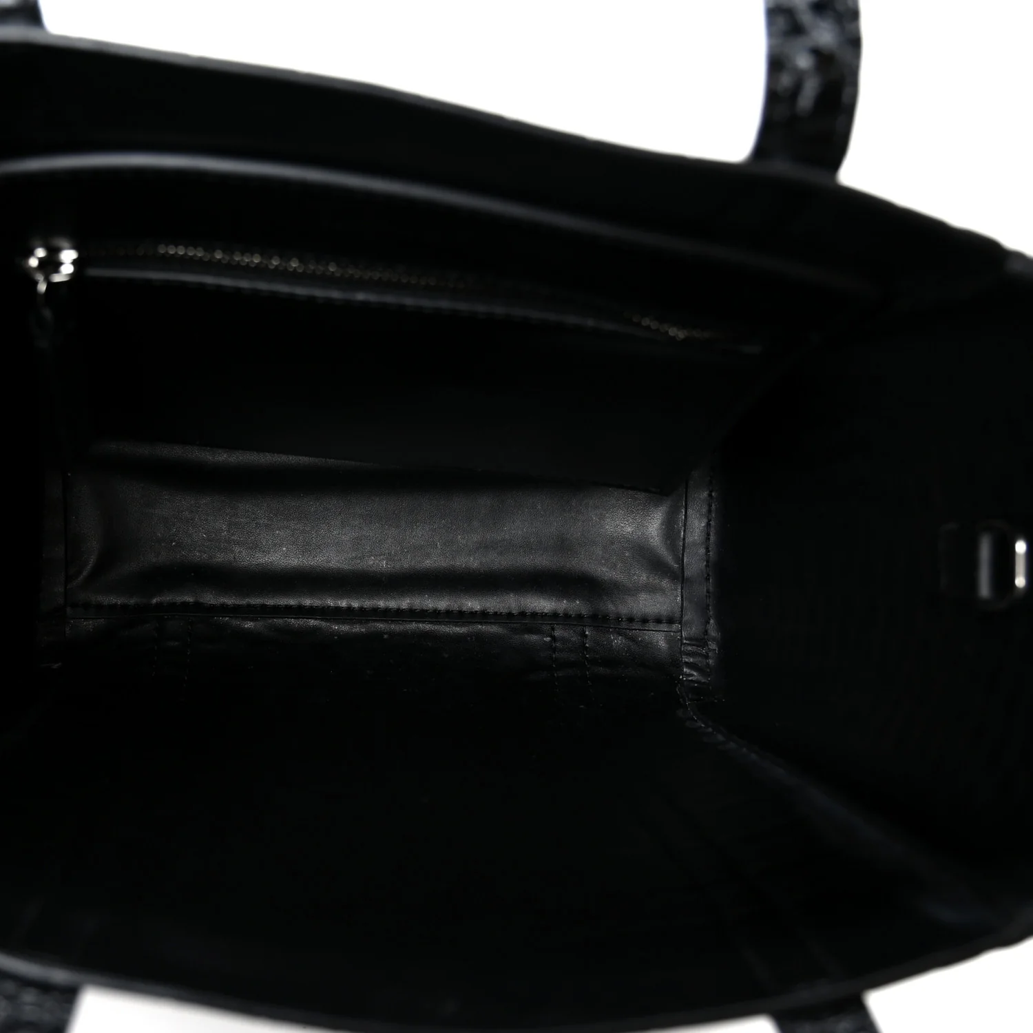 Shiny Calfskin Logo Crocodile Embossed XXS Everyday Tote  Black