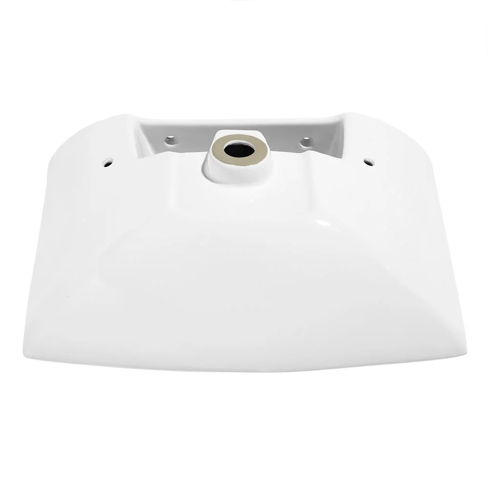 Pedestal Bathroom Sink Square Single Faucet Hole(White) - Image 3