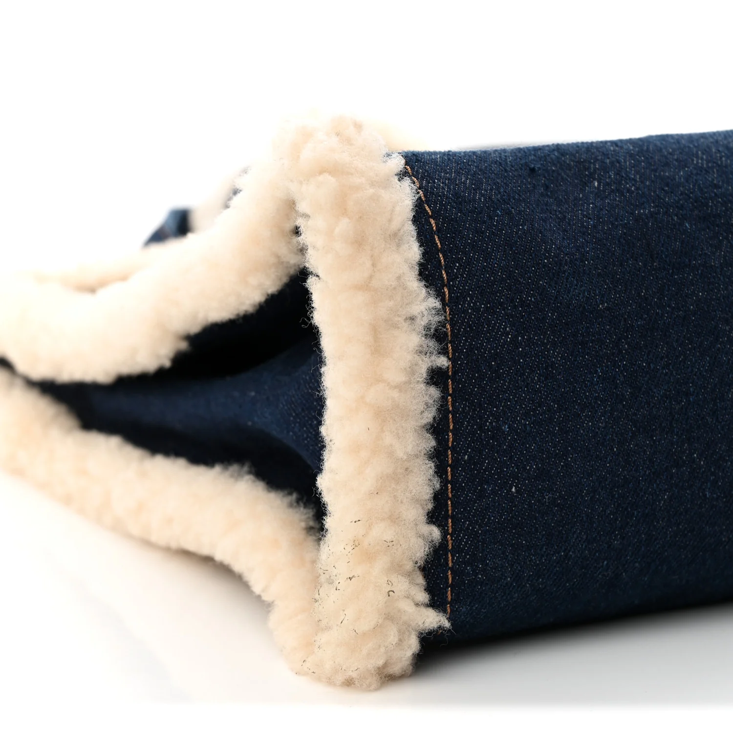 X UGG Denim Shearling Medium Shopping Bag Raw Denim