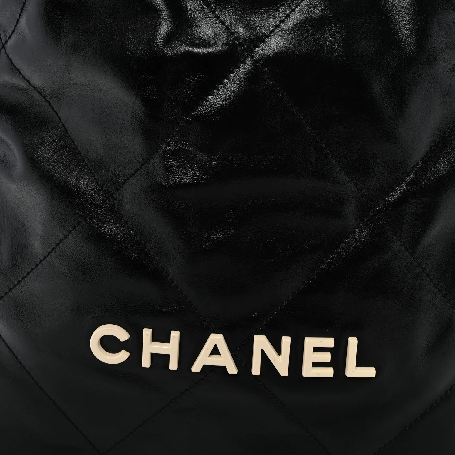 Shiny Calfskin Quilted Large Chanel 22 Black