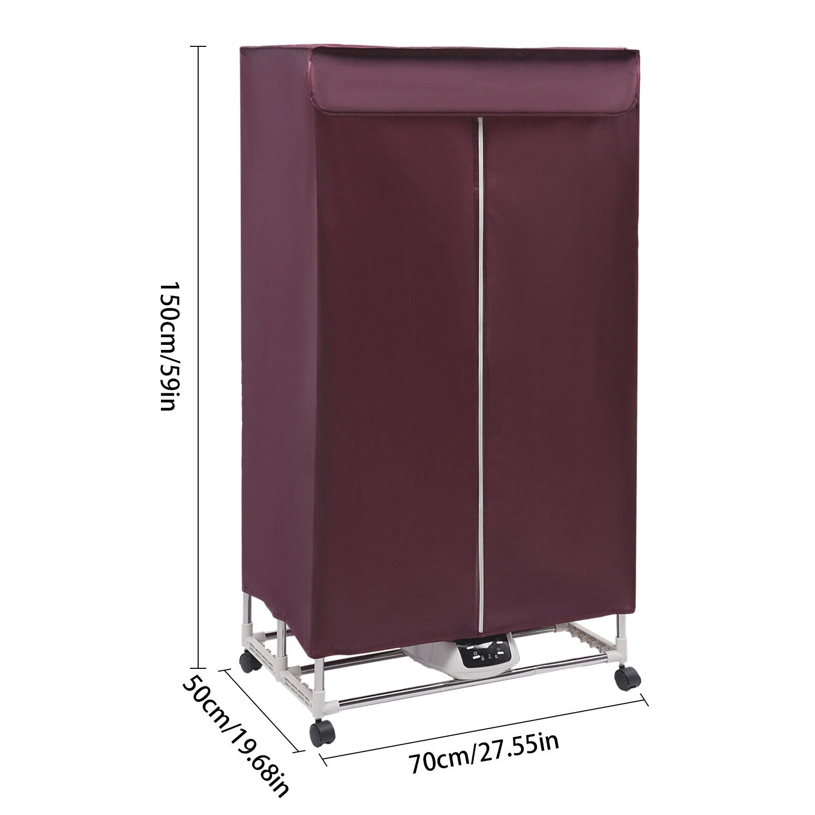 110V Wine Red Clothes Dryer Portable Travel Mini Dryer Machine 1200 - 1500W Electric Dryer for Homes, Apartments