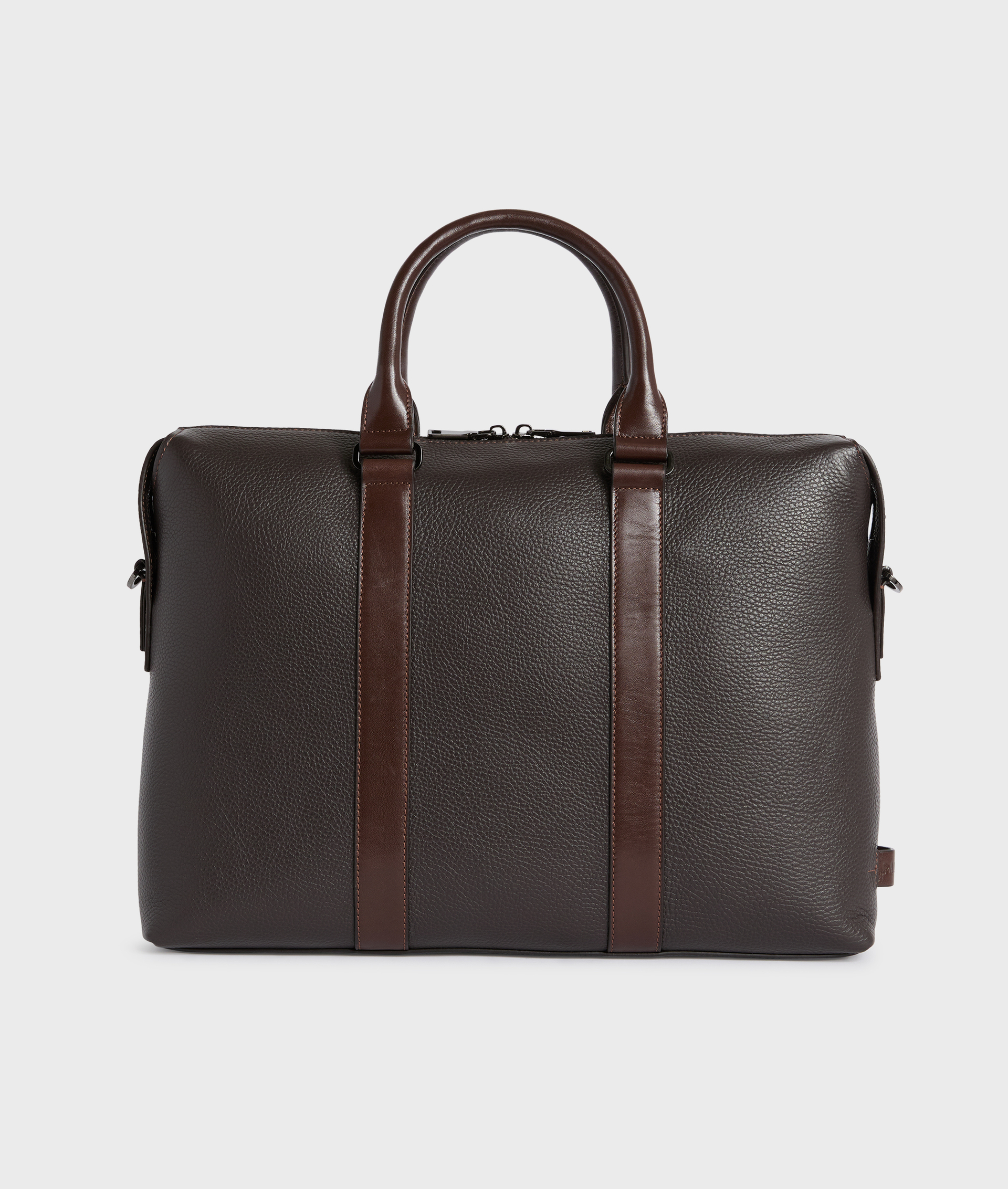 BROWN DOLLAR PRINT CALFSKIN BRIEFCASE WITH SHOULDER STRAP