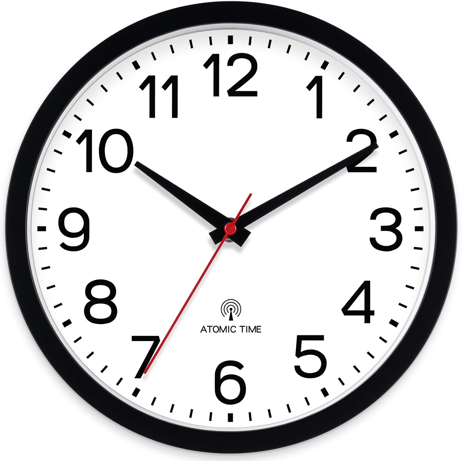 AKCISOT 10 Inch Wall Clock, Silent Battery Operated Analog Clock, Black |   Classroom |   Kitchen |   Office |   Easy to Read Numbers |   Garage