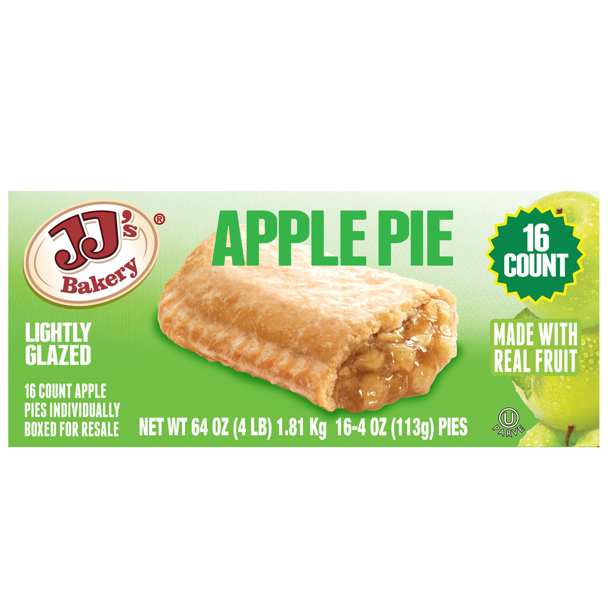 Jj'S Bakery, Lightly Glazed Apple Pie, 4 oz, 16 - Count