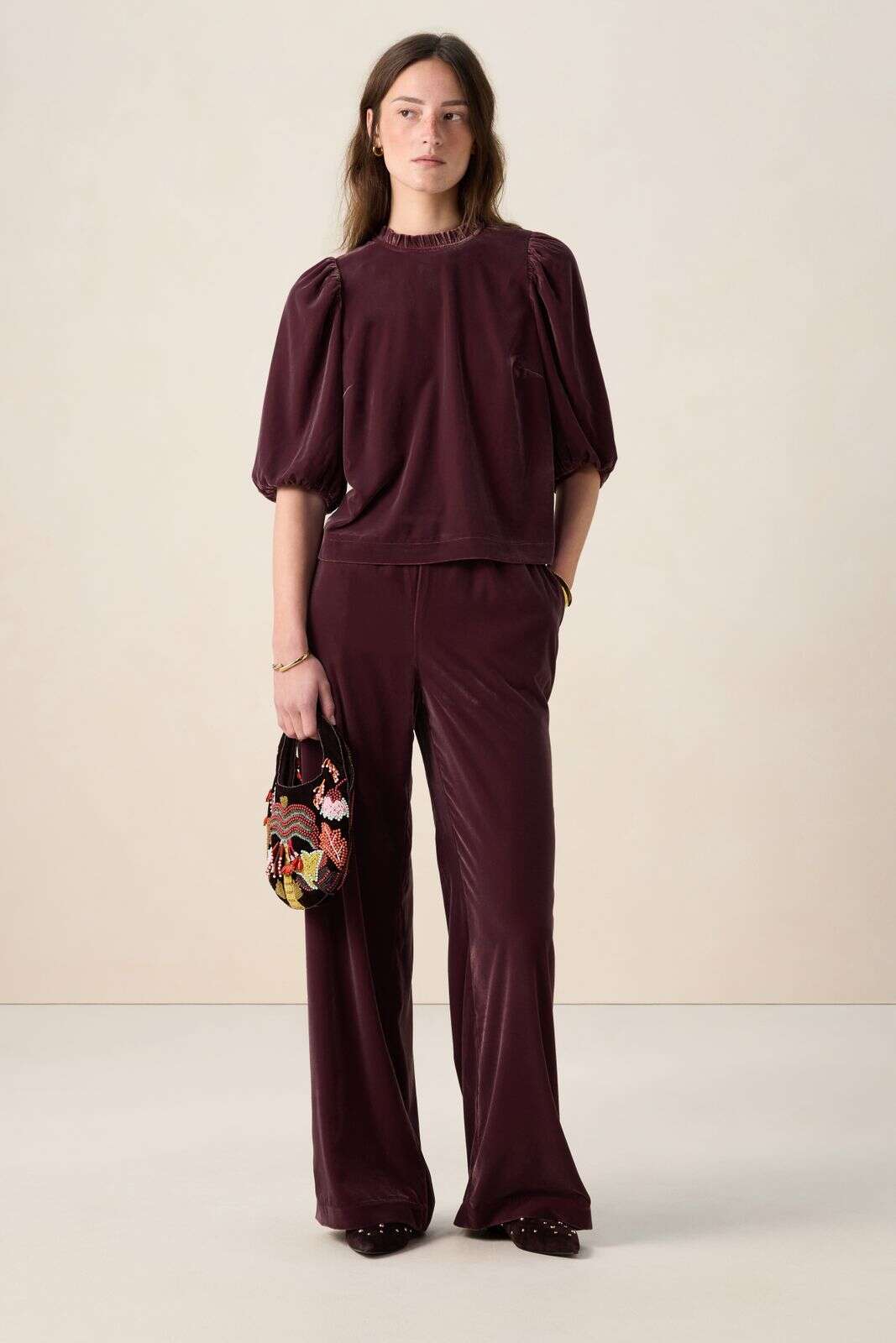 Donkerrode velvet top