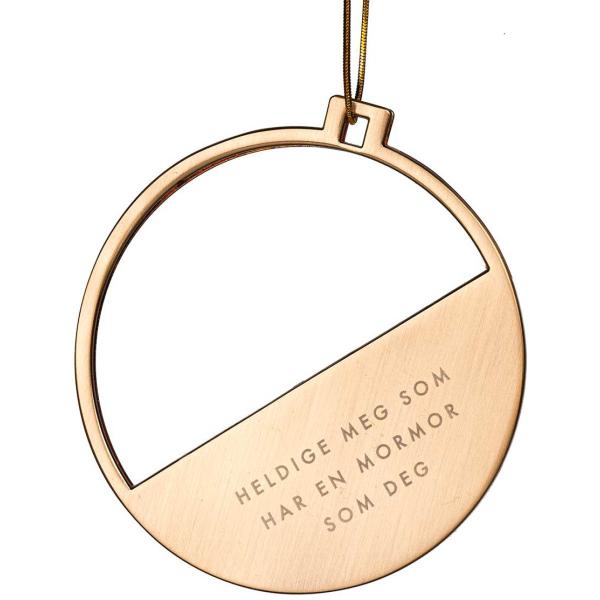 Julepynt m/fotoramme Mormor 7x0,5 cm 14K gull