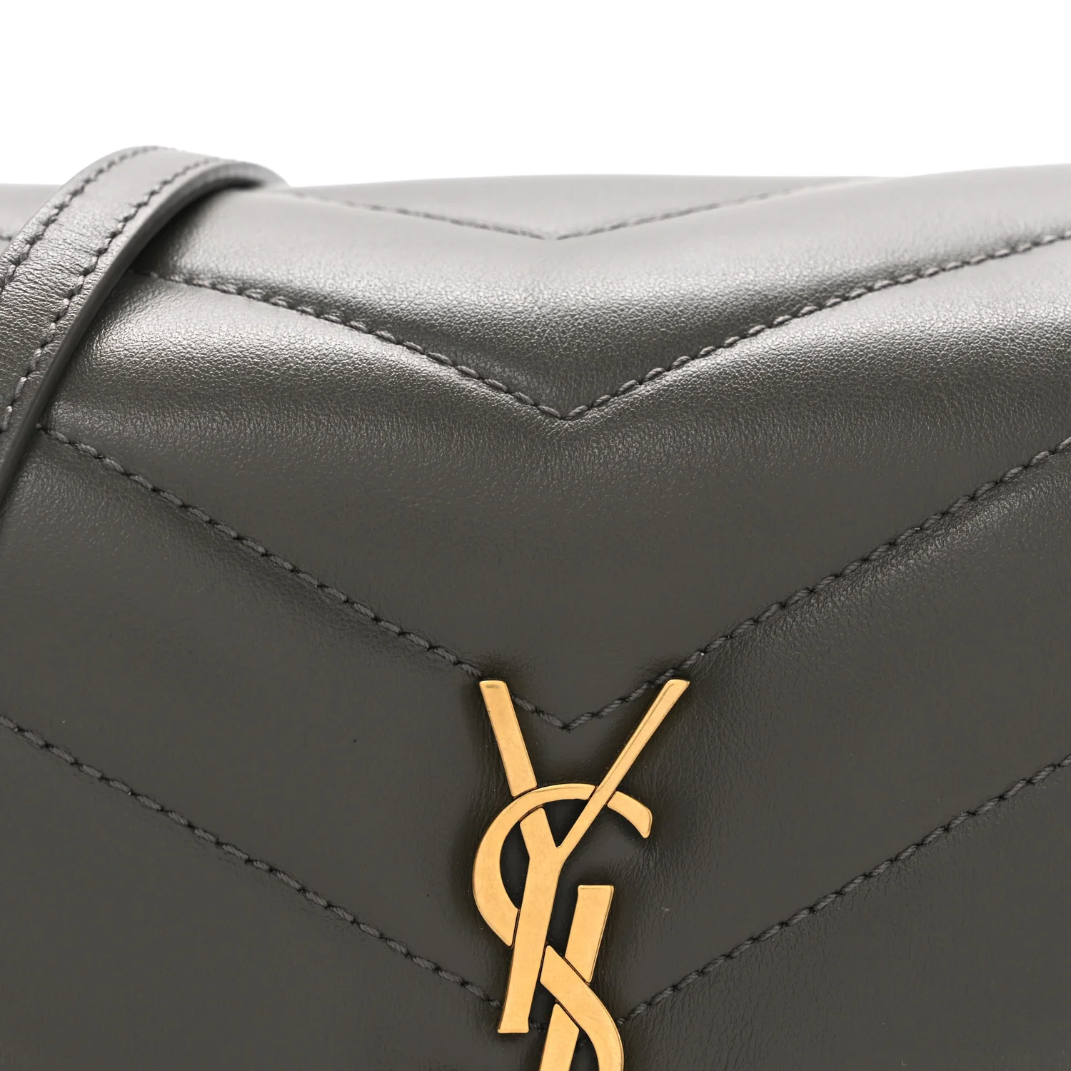 Calfskin Y Quilted Monogram Toy Loulou Crossbody Bag Grey Kaki