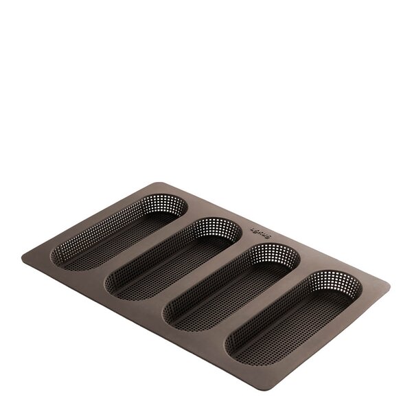 Silikonform for mini-baguetter 4 hull brun