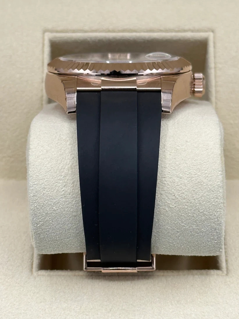[Super Clone]RLX  Sky-Dweller 42mm Rose Gold Chocolate Dial Oysterflex - 336235