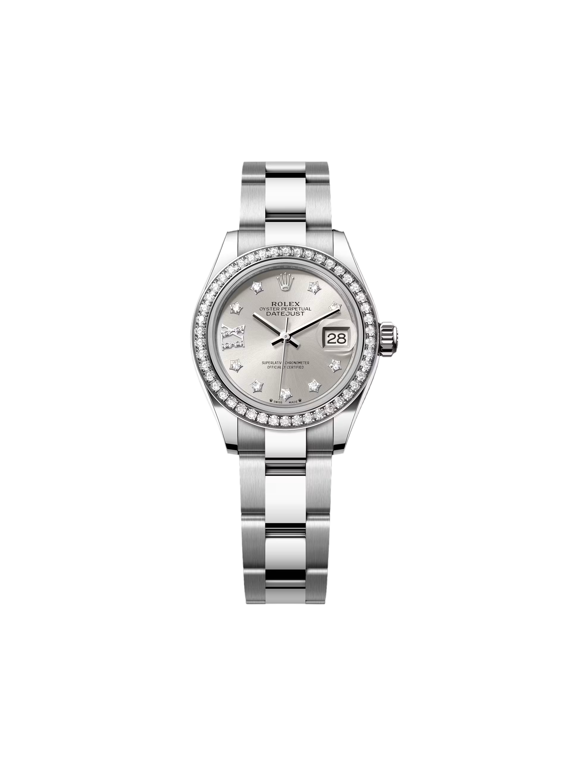 【Super Clone】RLX Lady-Datejust 28mm 279384RBR Silver Diamond Dial & Diamond Bezel, Stainless Steel Jubilee Bracelet Women's Watch
