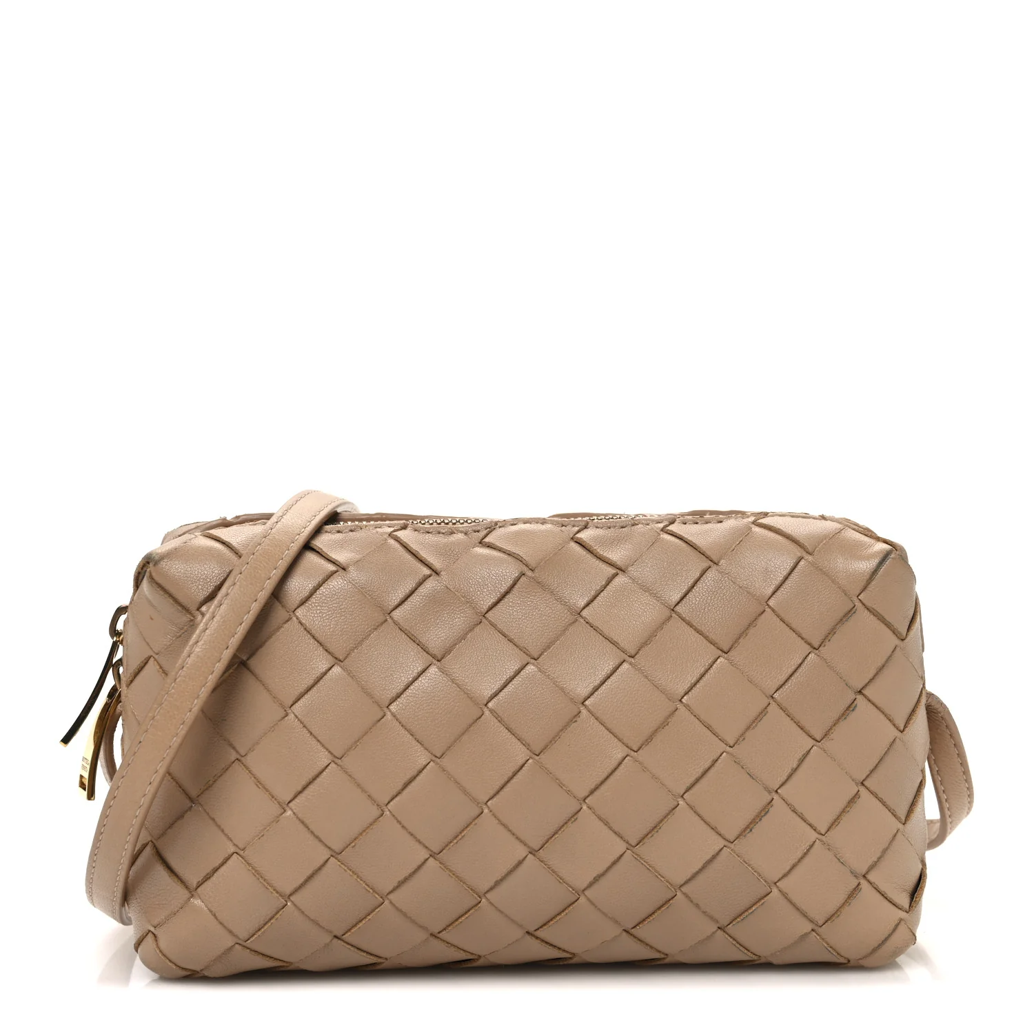 Nappa Intrecciato Nodini Mini Crossbody Almond