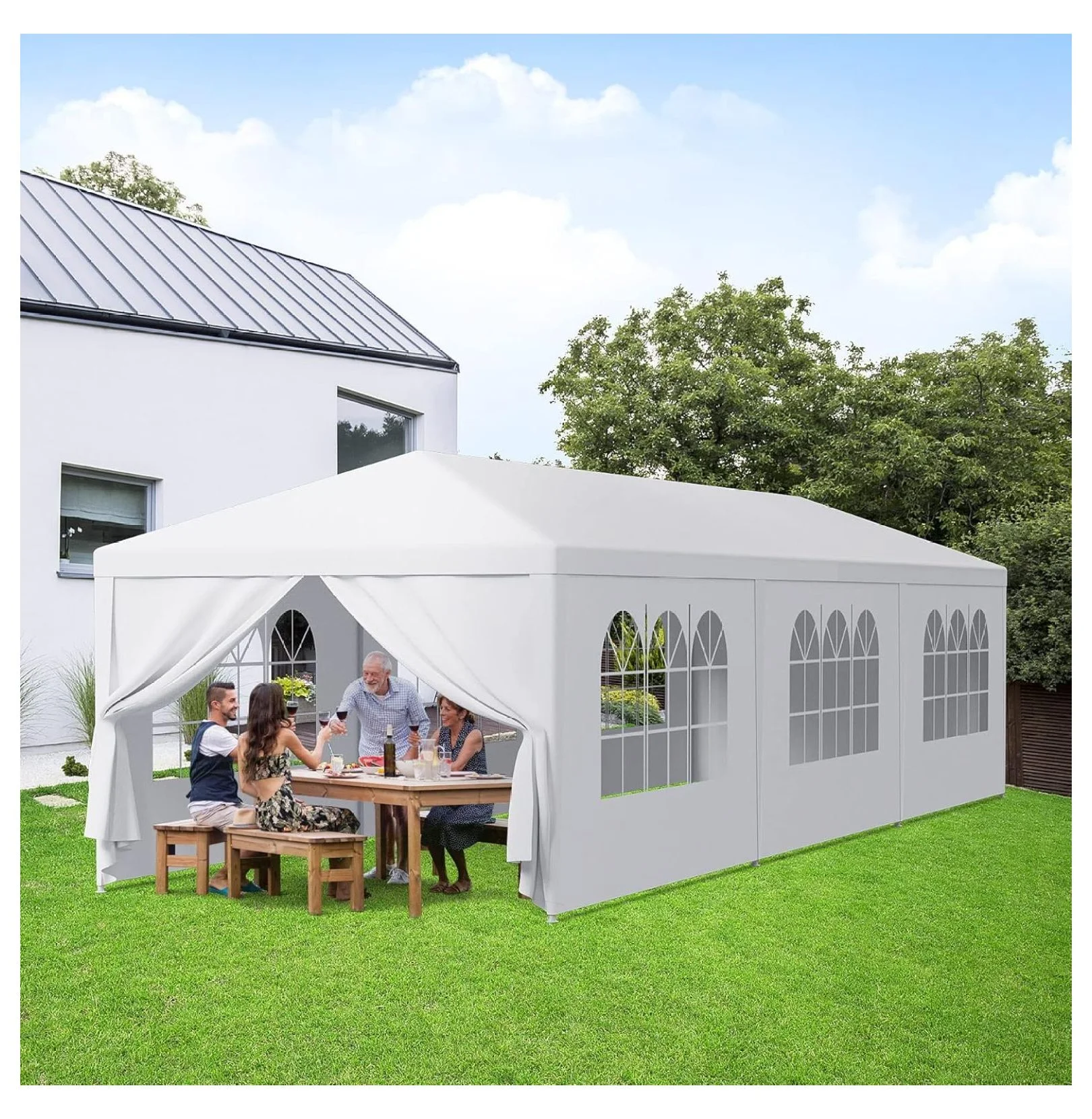 10'x30' Outdoor Party Wedding Tent Canopy Waterproof Camping Gazebo BBQ Shelter Pavilion Heavy Duty, 8 Removable Sidewalls (10x30) - Image 2