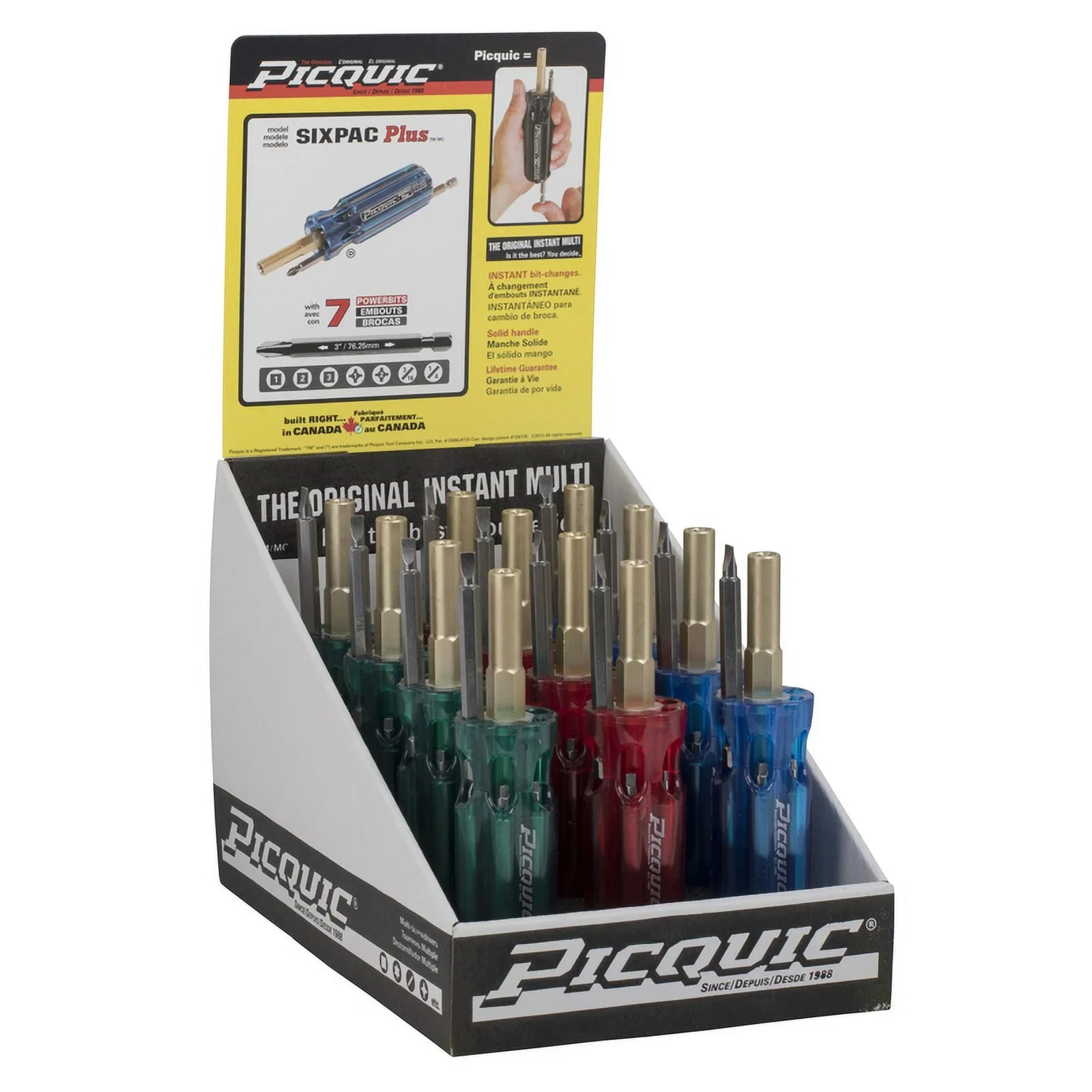 Picquic Toolmpany 88100B 7 Bit Sixpac Plus Multi-Bit Screwdriver   Pack of 12