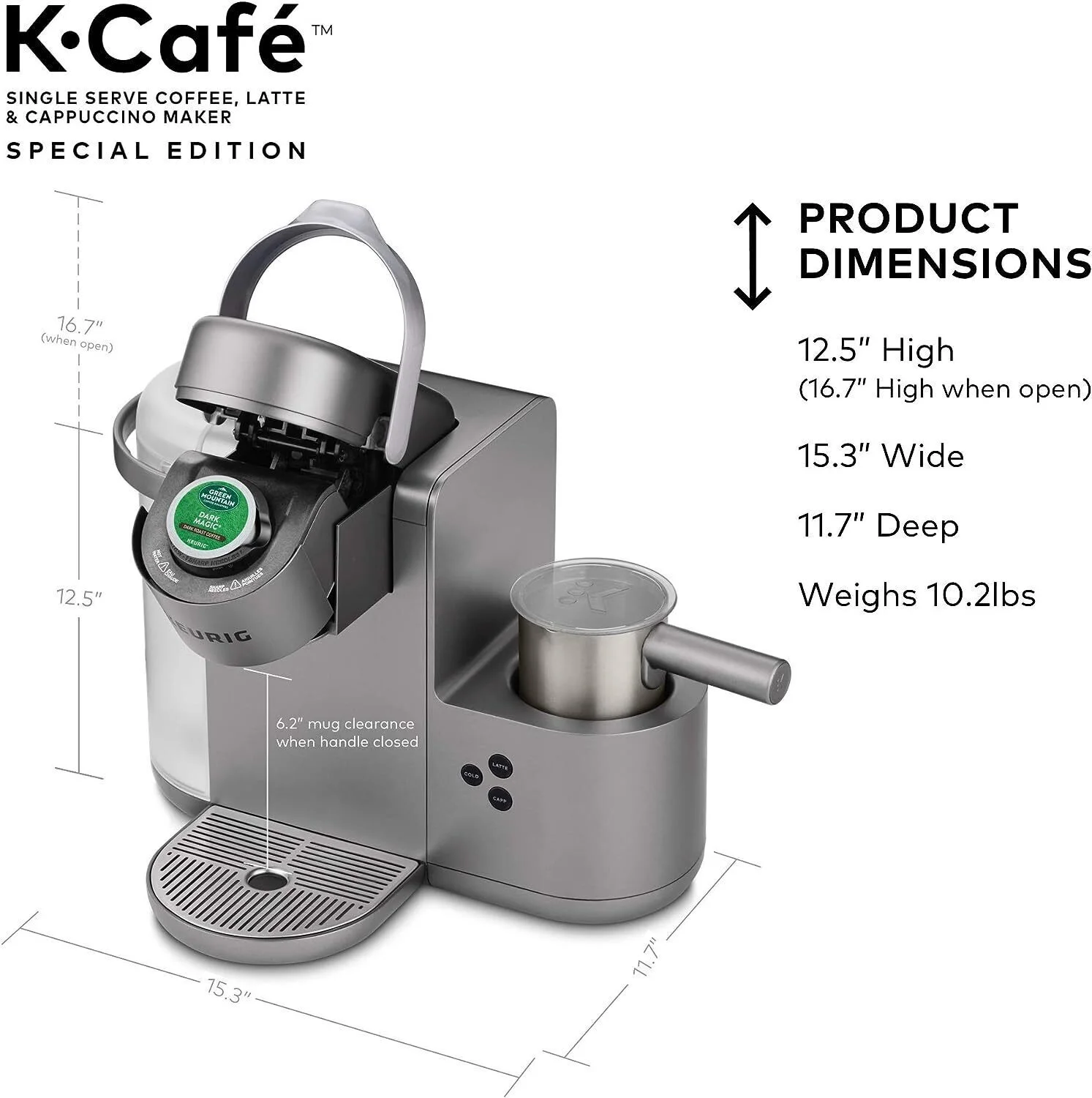 Keurig K - Cafe Special Edition Single - Serve Programmable Energy Efficient Button Controls K - Cup Pod Coffee, Latte, and Cappuccino Maker (Nickel)