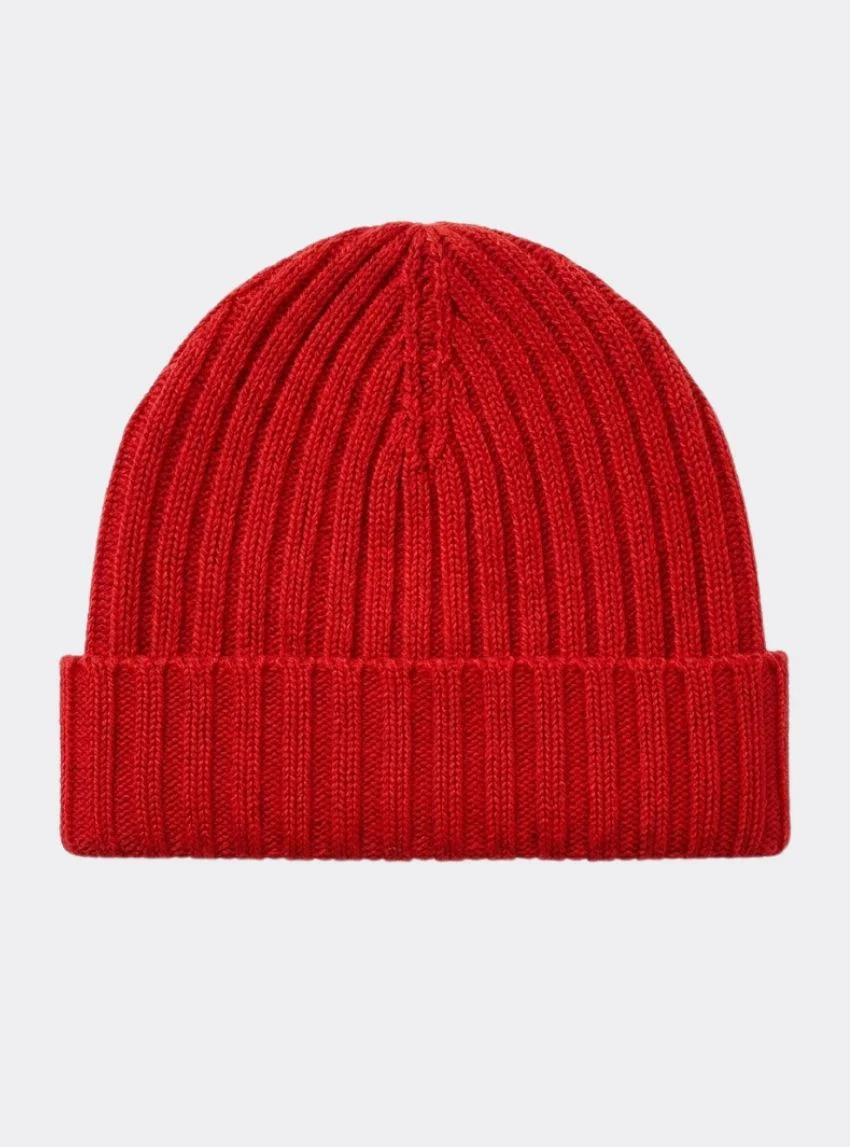 Bonnet femme en laine mérinos rouge