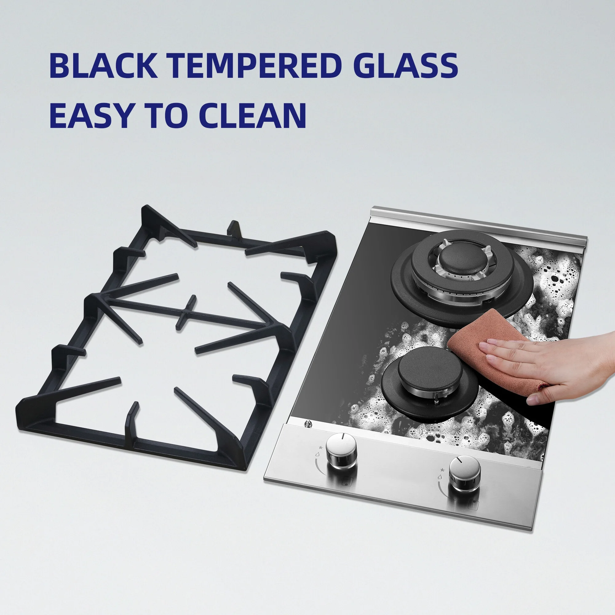 2 Burners Gas Cooktop Electric Stove Oven 12 inch NG/LP Gas Stainless Flame-Out Proof - Image 6