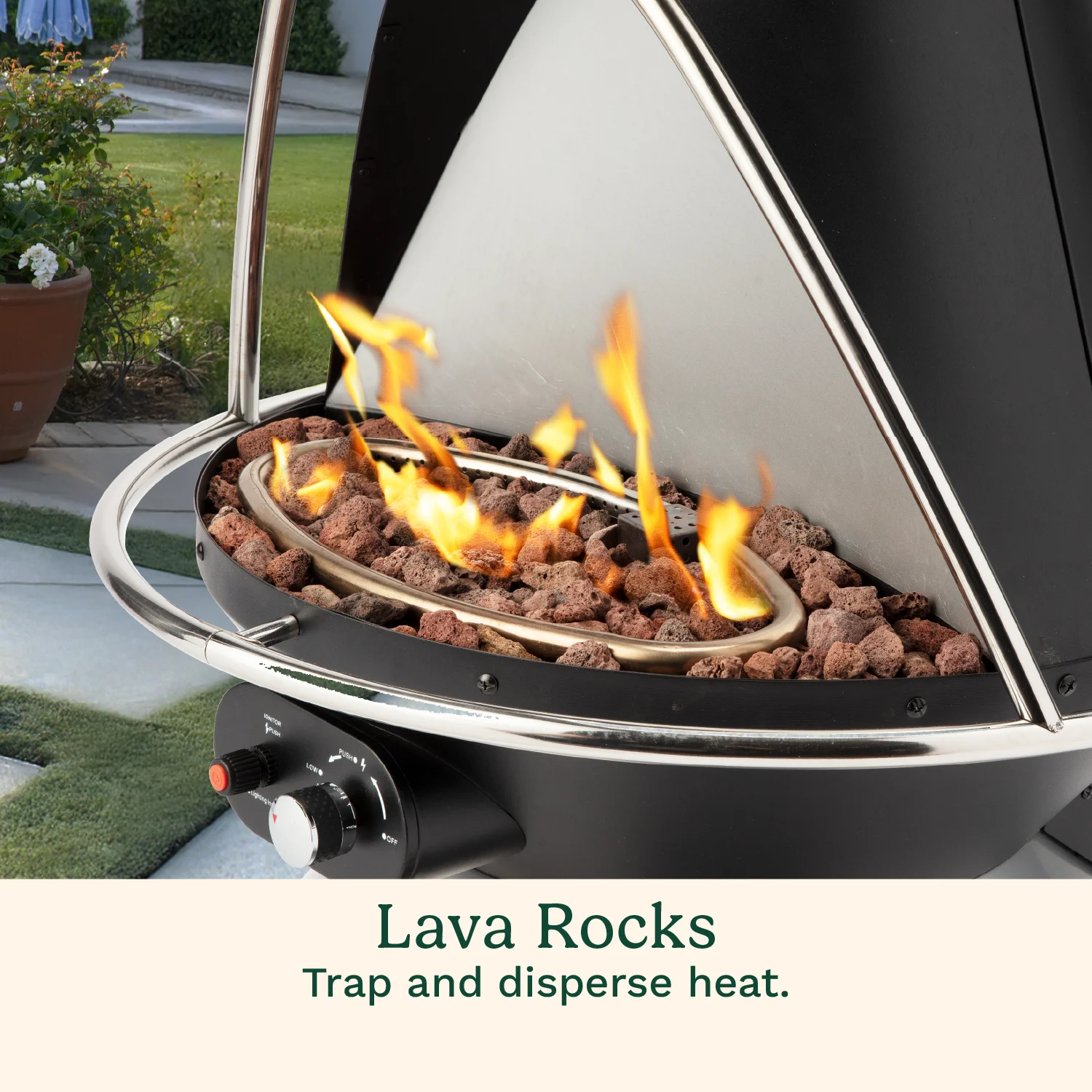 Chimenea Propane Fire Pit, 40,000 BTU Adjustable Gas Fire Pit for Patios, Includes Lava Rocks, Directional Heat Shield and Push to Start Ignition - Image 3