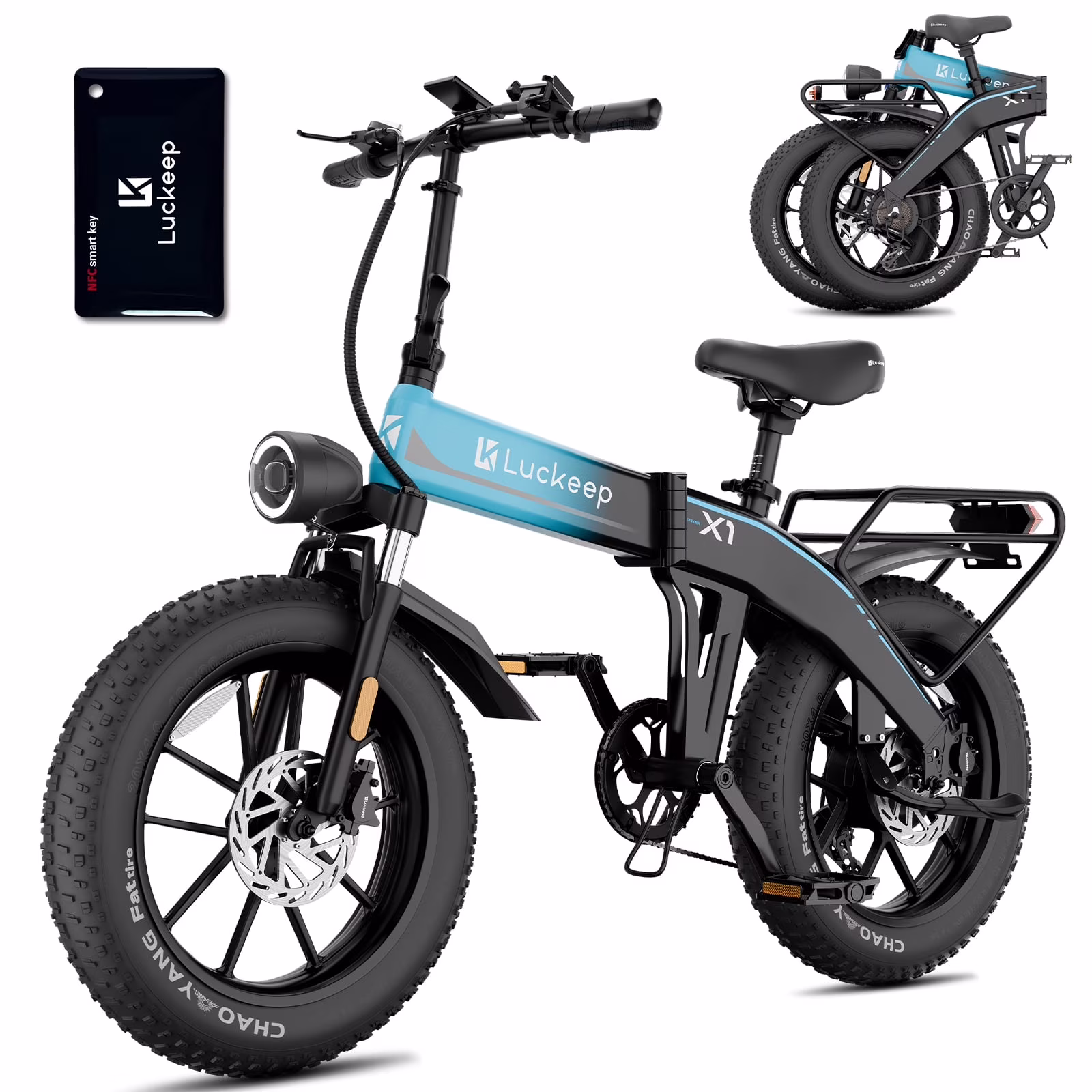 X1 Lite Foldable Electric Bike for Adults 1500W Peak Motor,720WH Removable Battery,28MPH 60 Miles Long Range,20"*4" Fat Tire All Terrain E bike with Front Suspension,Mountain Electric Bicycle(X1Lite Gray) Image 3