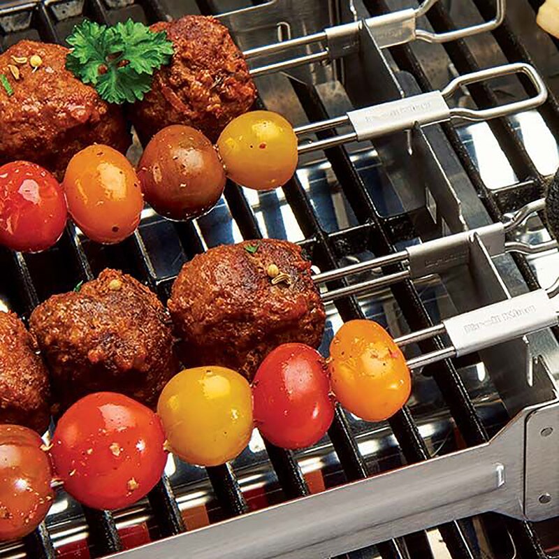 Doble grillspyd 30 cm 4 stk rustfritt stål