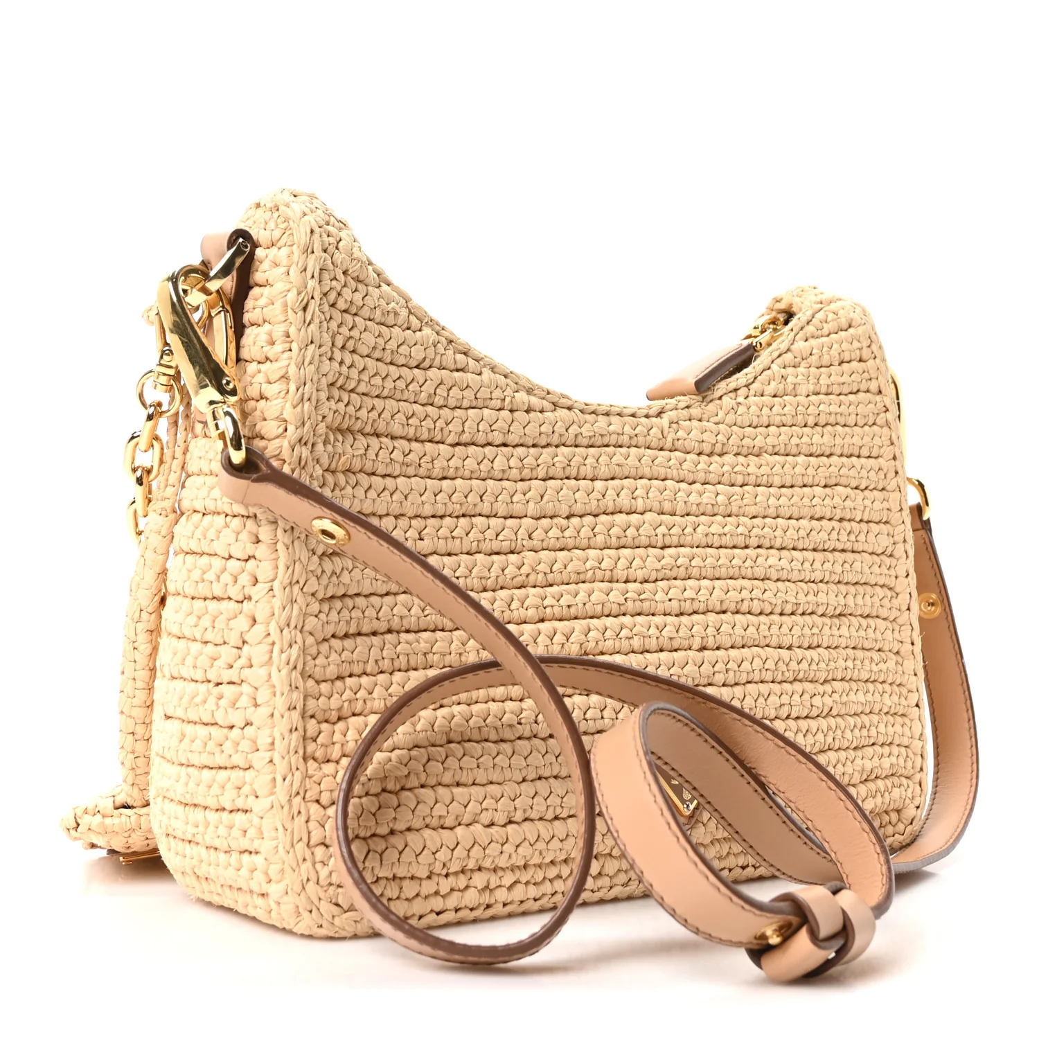 Yarn Raffia Effect Crochet Mini Re-Edition 2000 Shoulder Bag Naturale
