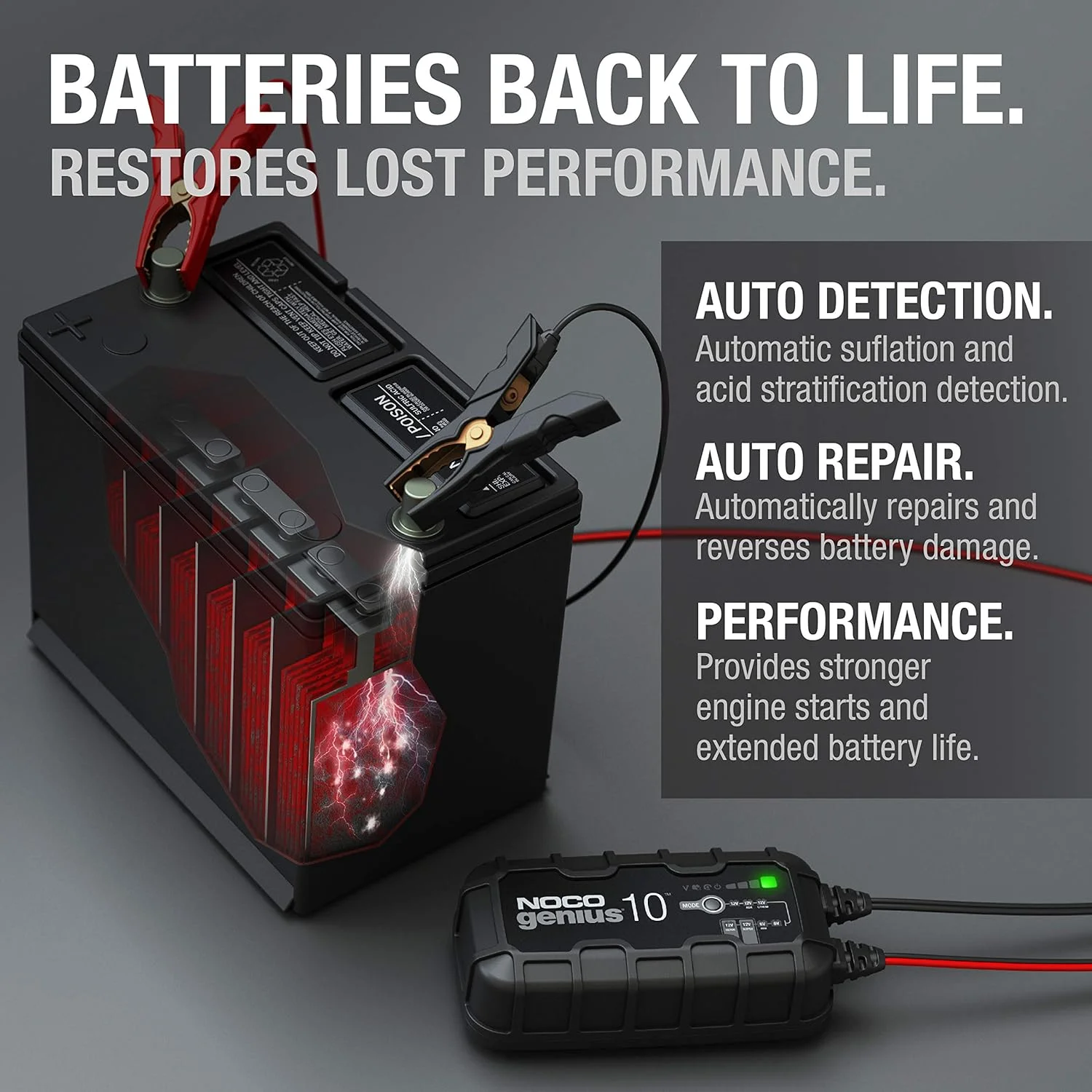 GENIUS10: 10A 6V/12V Smart Battery Charger, Maintainer and Desulfator - Image 6