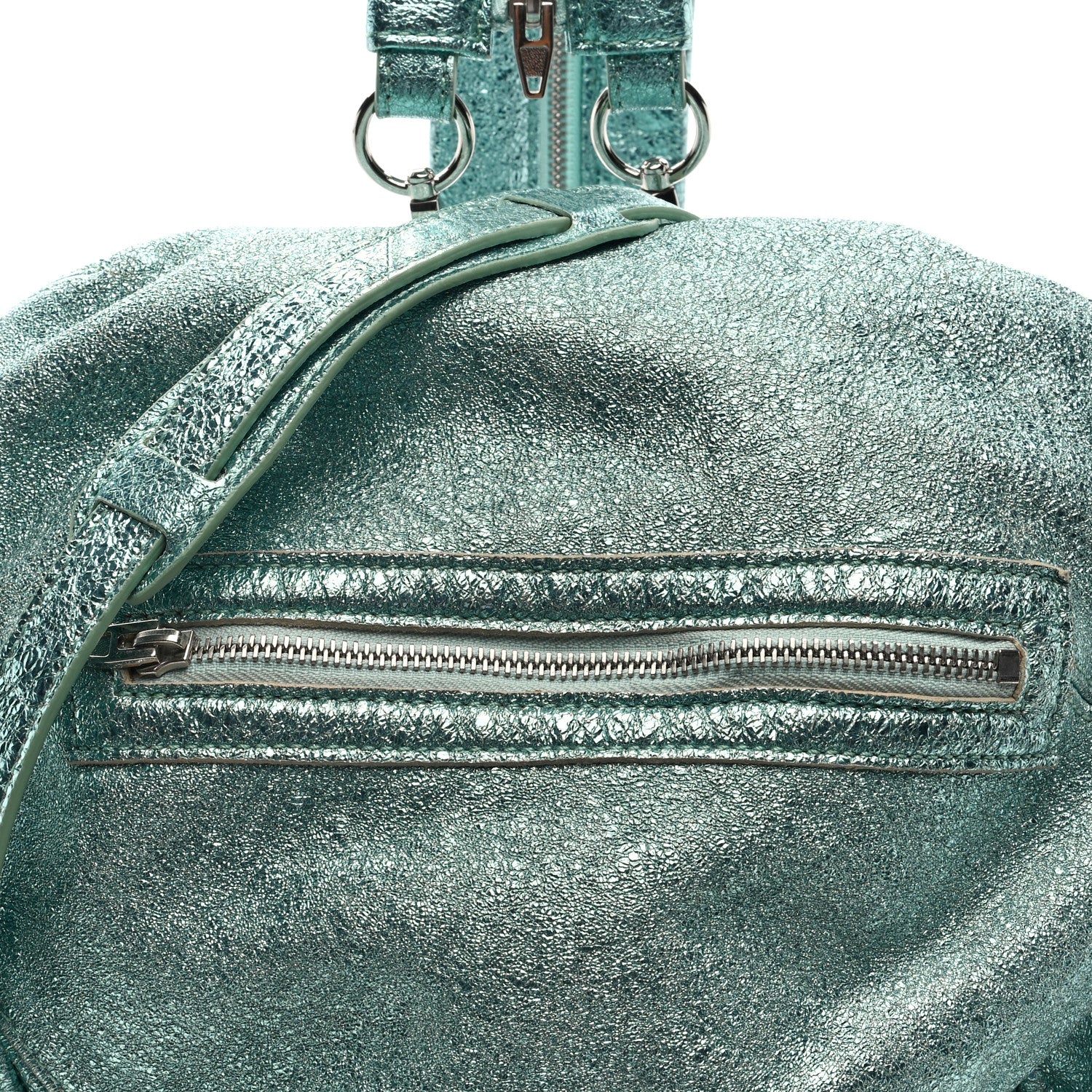 Metallic Calfskin Marti Backpack Bag Light Blue Rhodium Hardware
