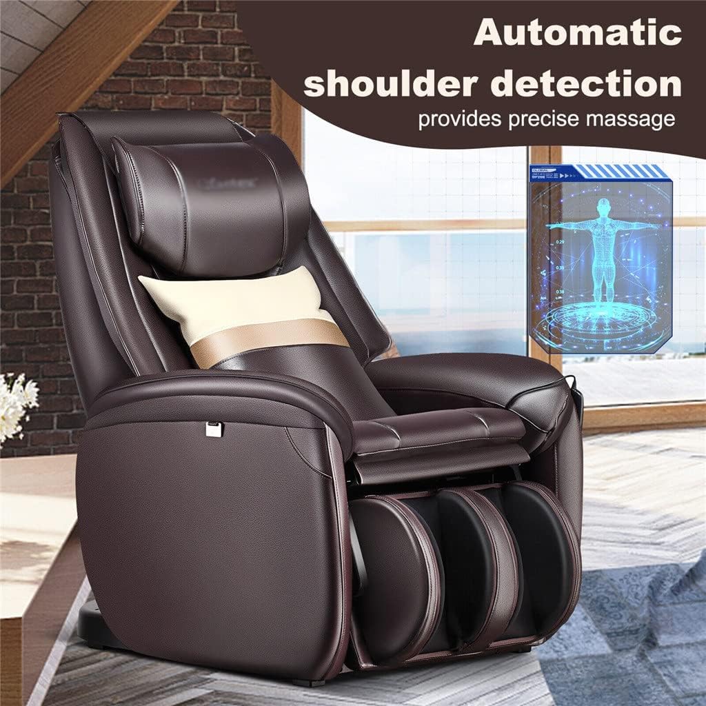 Fauteuil de massage intégral SL Track Zero en noyer avec oreiller, repose-pieds réversible et fonction chauffante
