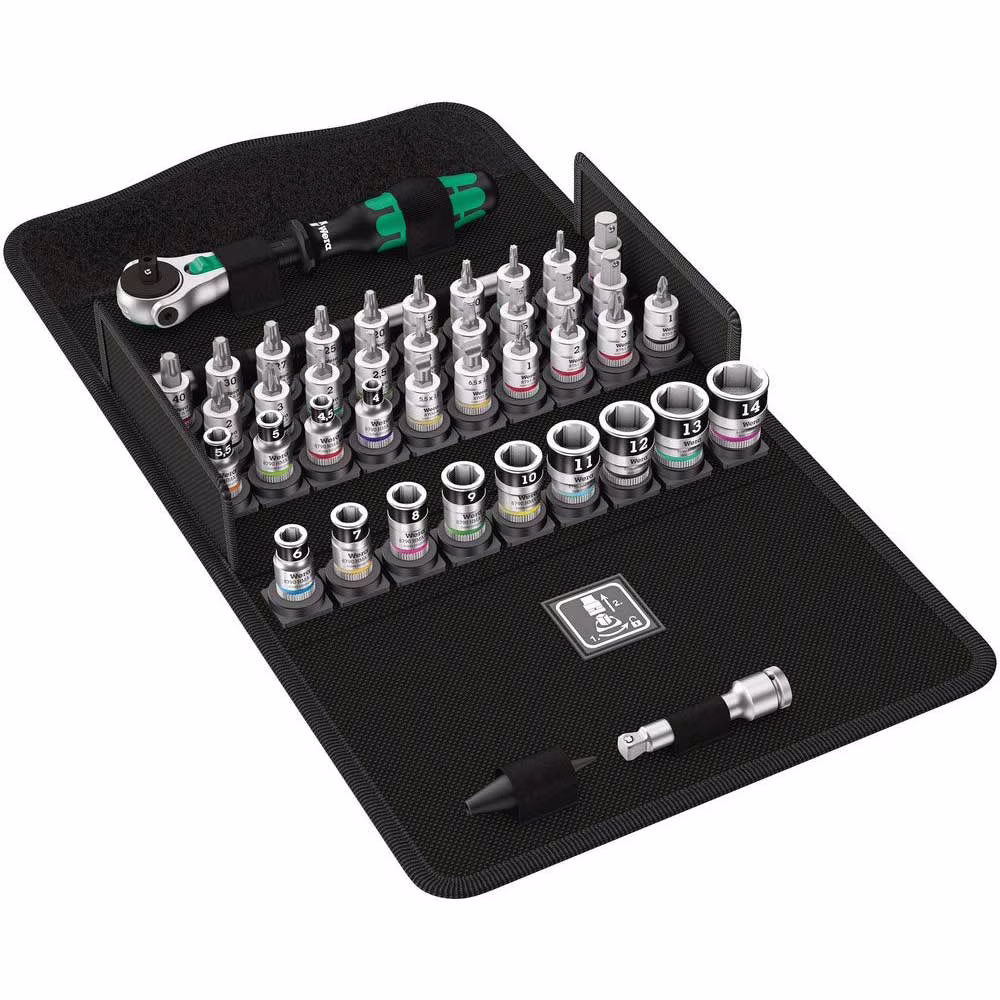Wera 003755 8100 SA All-in Zyklop Speed Ratchet Set, 1/4 Drive with Holding Function - Metric