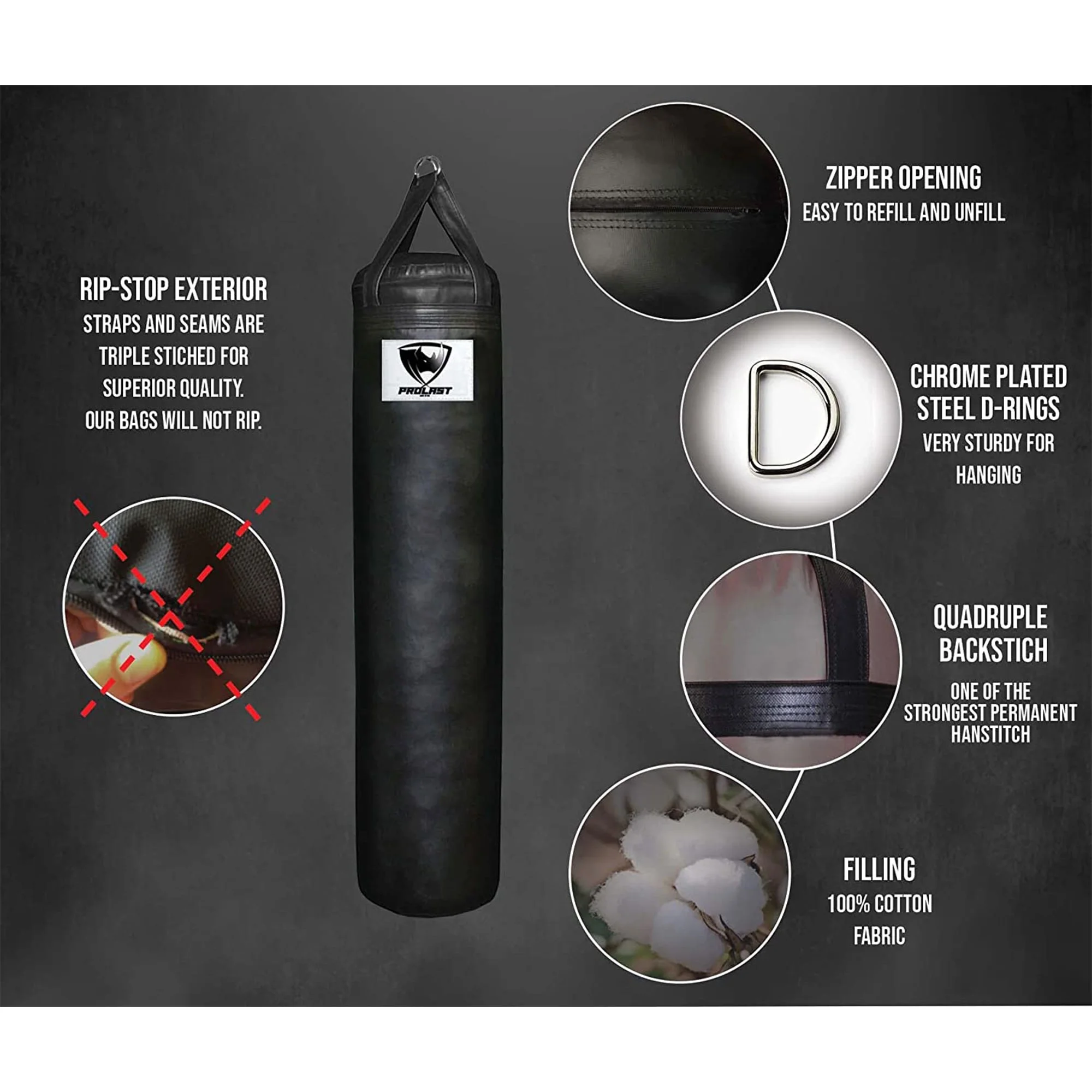 100 Lb Boxing MMA Training Filled Heavy Hanging Punching Bag, Black(Black) - Image 6