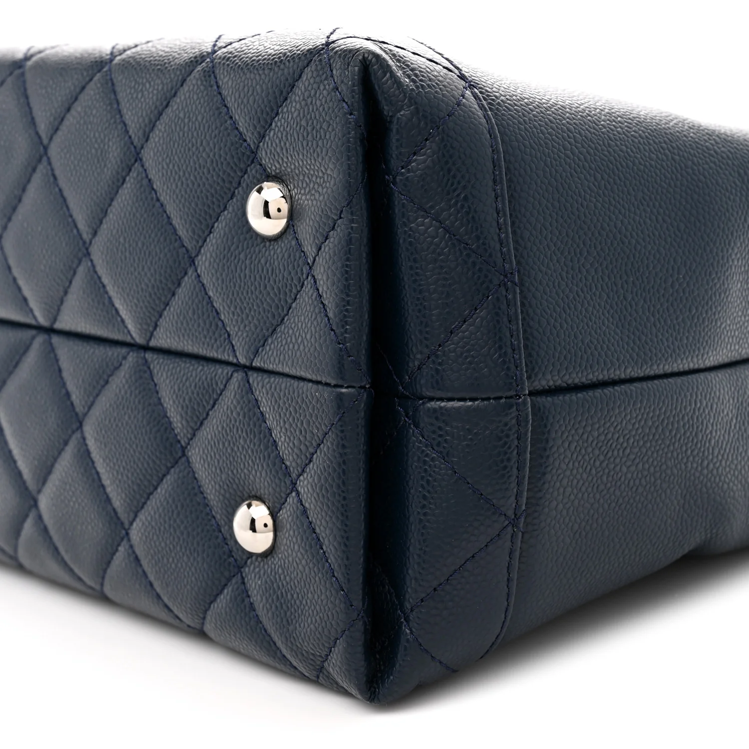 Soft Caviar CC Medium Top Handle Tote Navy Blue